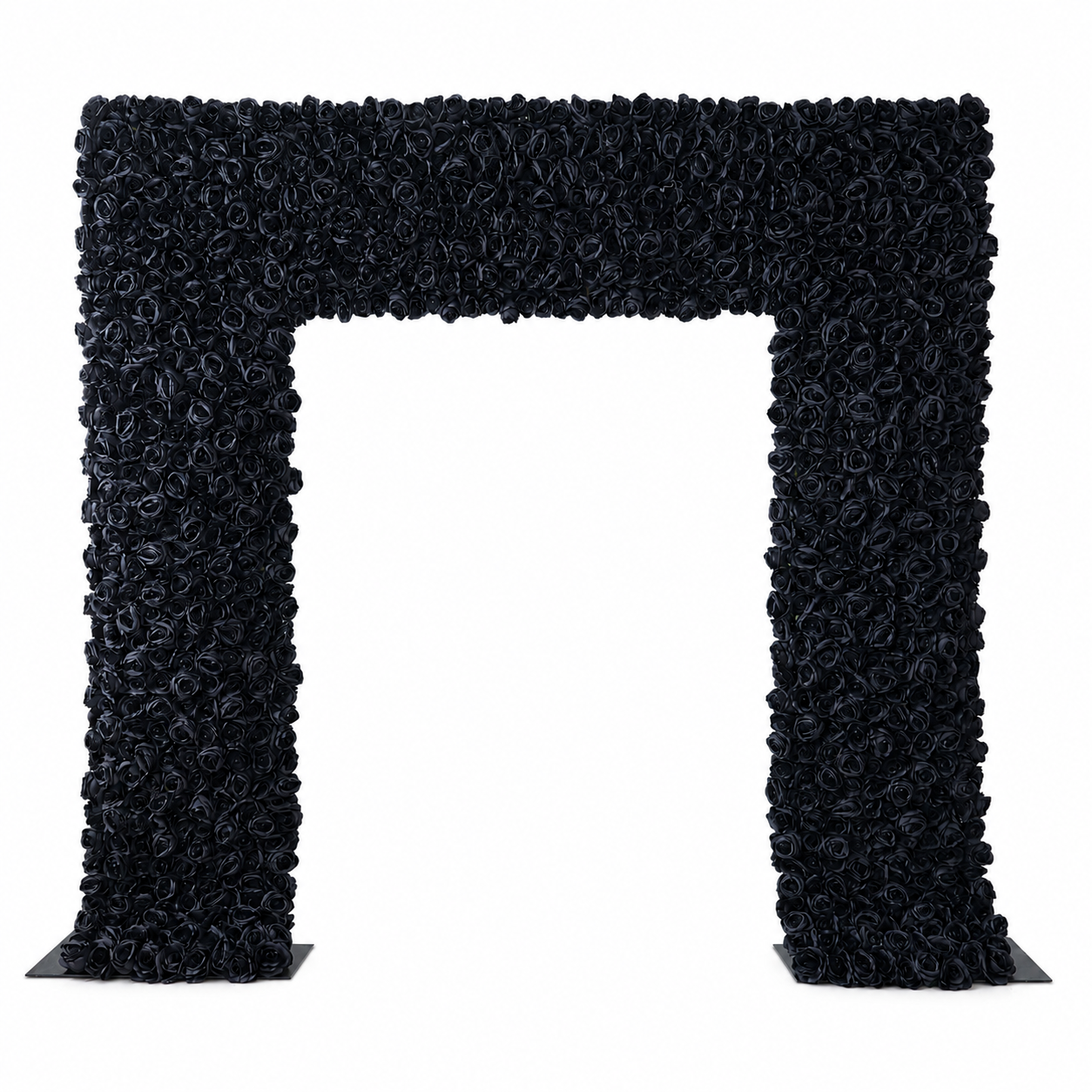8FT Square Faux Flower Arch Backdrop, Black Rose