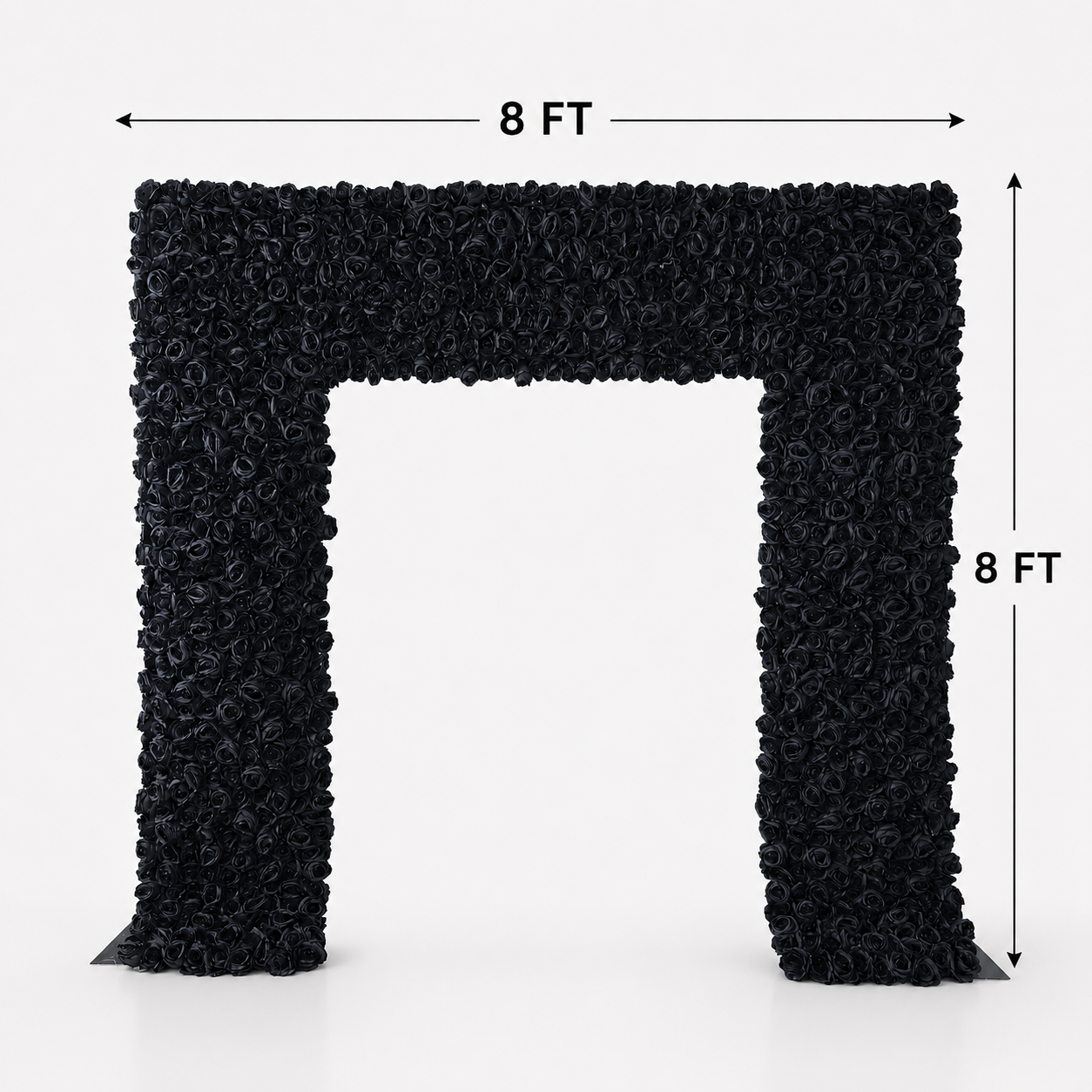 8FT Square Faux Flower Arch Backdrop, Black Rose