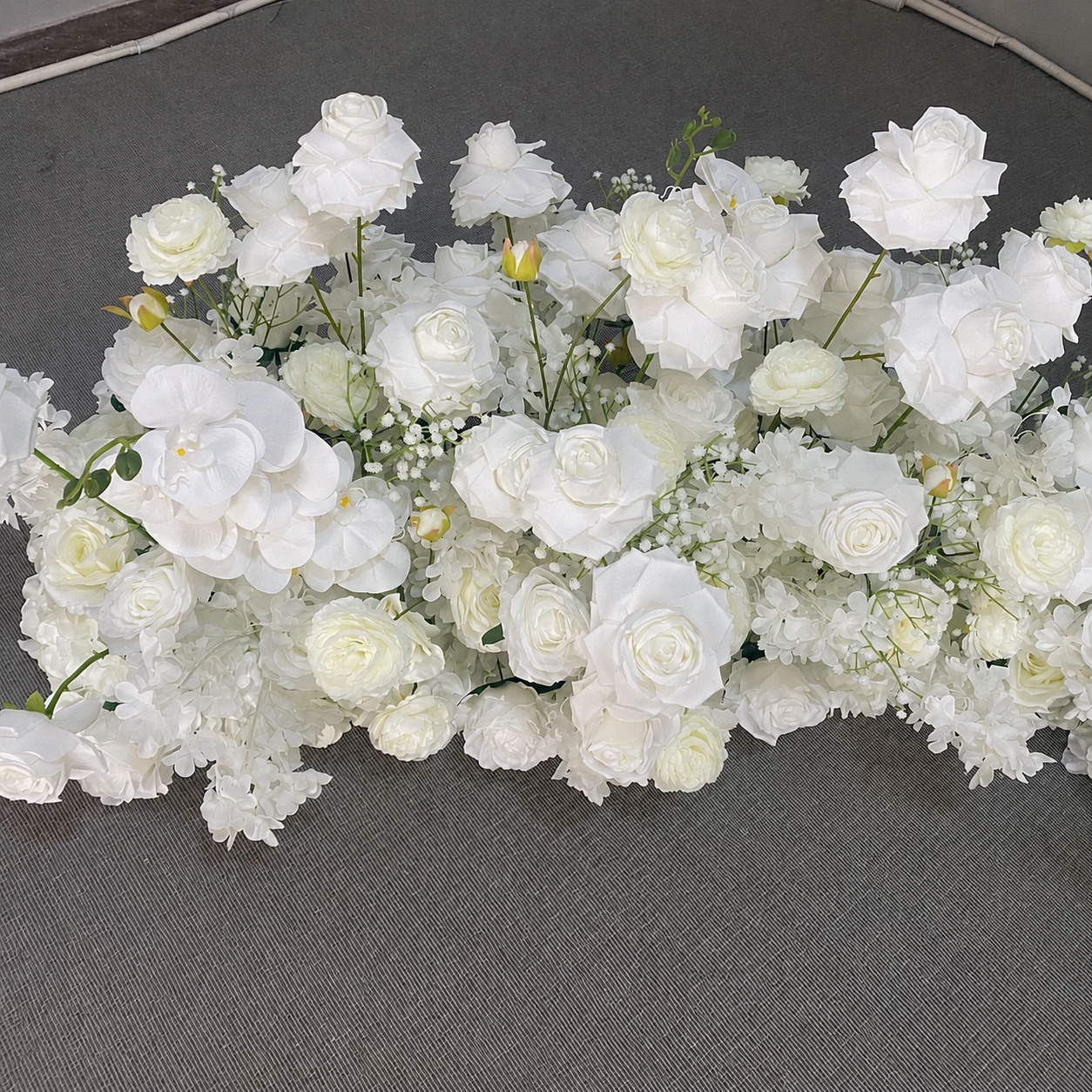 8FT x 8FT White Rose Heart-Shaped Artificial Flower Arch with Metal Frame, Freestanding Faux Floral Backdrop for Wedding Ceremony & Photo Booth Decor