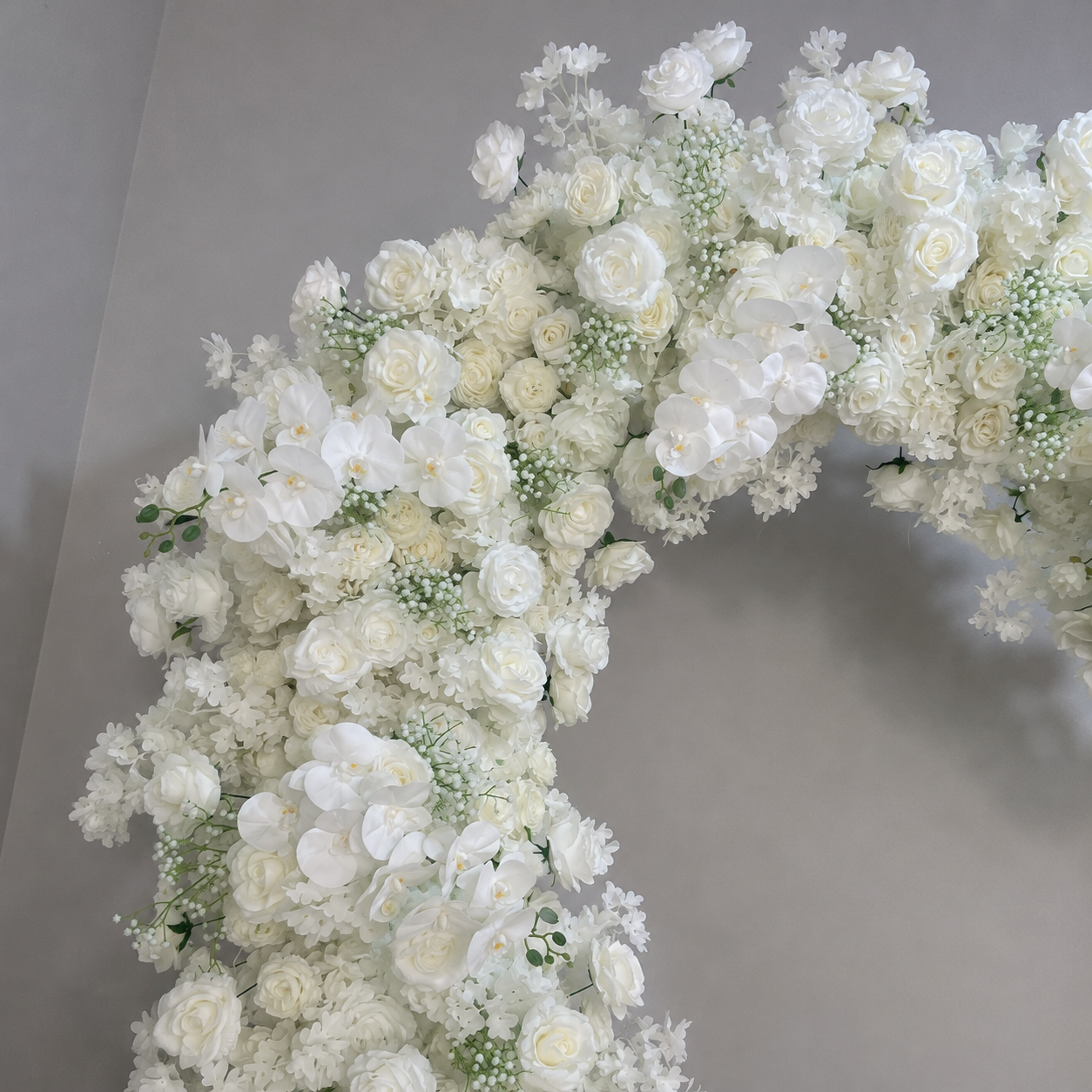 8FT x 8FT White Rose Heart-Shaped Artificial Flower Arch with Metal Frame, Freestanding Faux Floral Backdrop for Wedding Ceremony & Photo Booth Decor