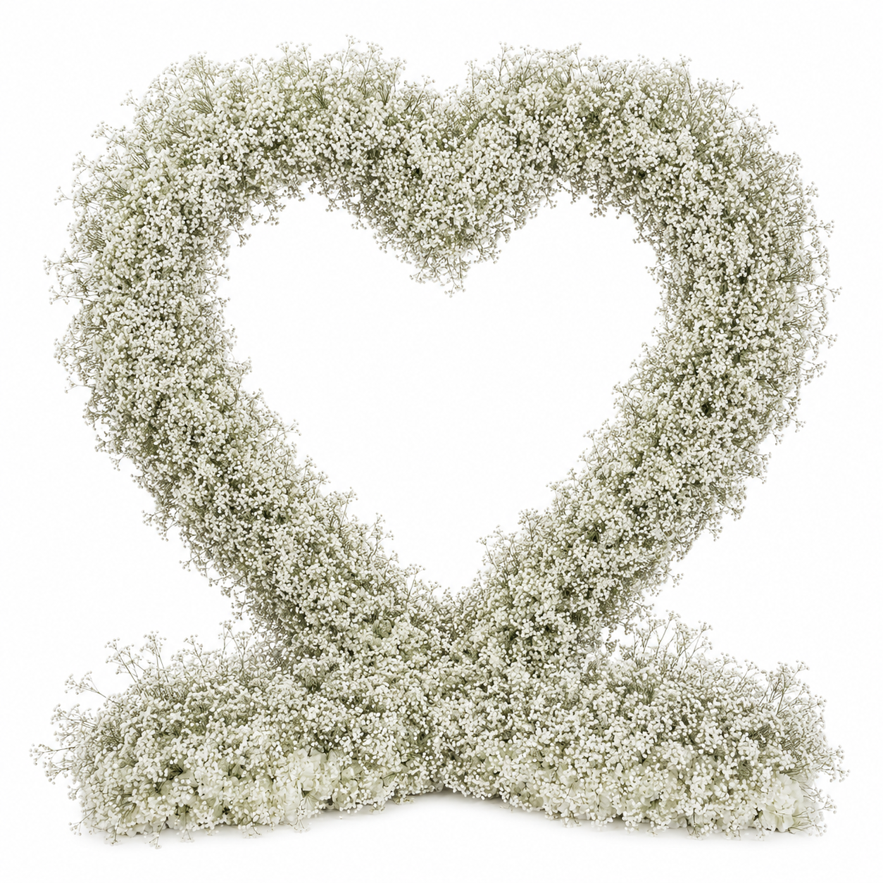 8FT x 8FT White Baby’s Breath Style Heart-Shaped Artificial Flower Arch with Metal Frame, Freestanding Faux Floral Backdrop for Wedding Proposal & Bridal Shower Decor