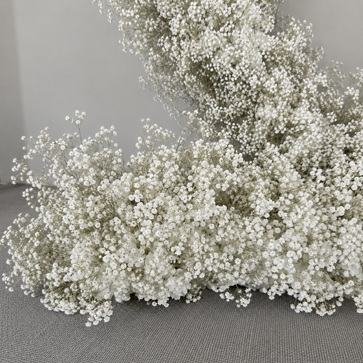 8FT x 8FT White Baby’s Breath Style Heart-Shaped Artificial Flower Arch with Metal Frame, Freestanding Faux Floral Backdrop for Wedding Proposal & Bridal Shower Decor