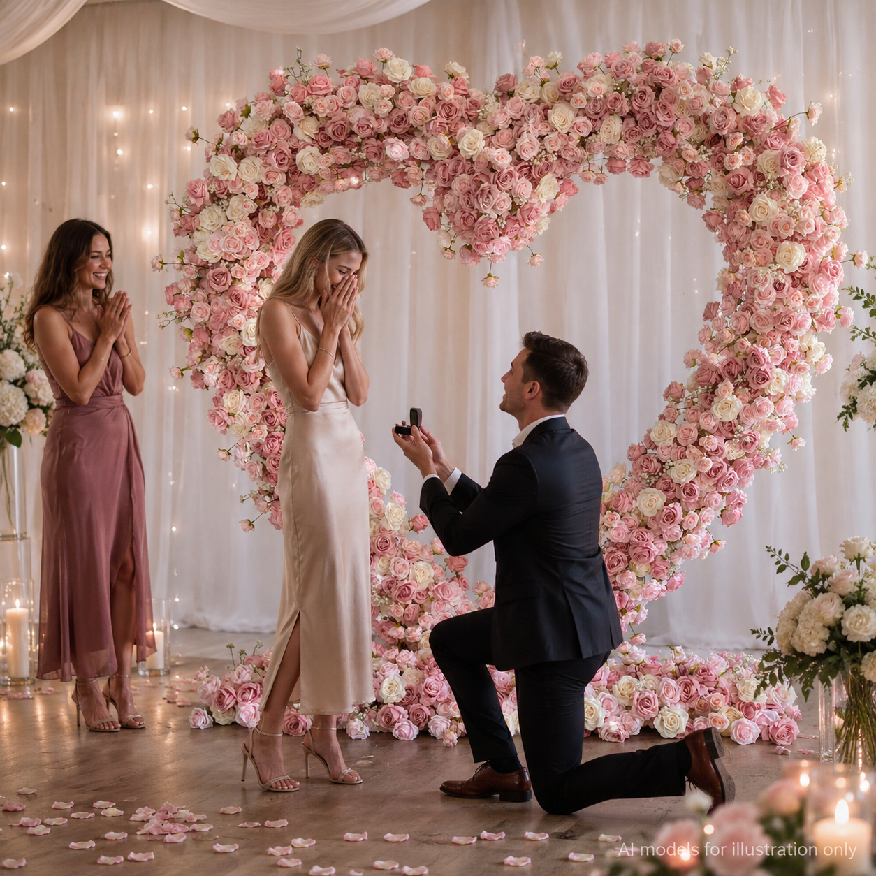 8FT x 8FT Ombre Pink White Fuchsia Heart-Shaped Flower Arch with Metal Frame, Freestanding Faux Floral Backdrop for Wedding & Valentine’s Day Decor