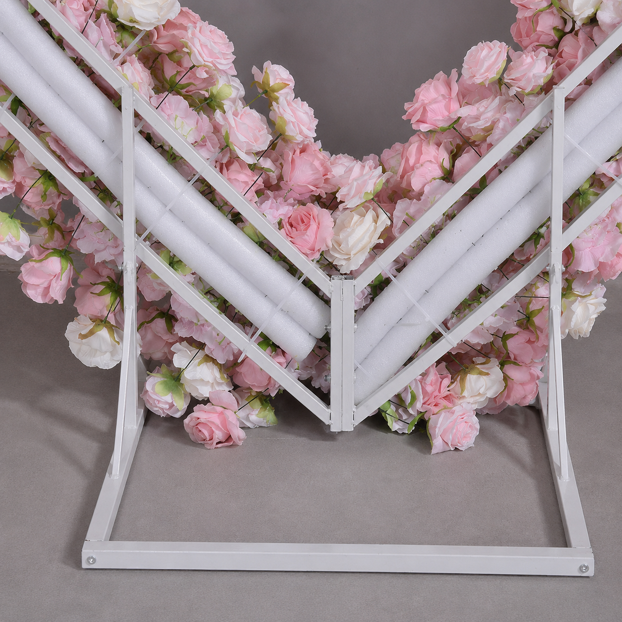 8FT x 8FT Ombre Pink White Fuchsia Heart-Shaped Flower Arch with Metal Frame, Freestanding Faux Floral Backdrop for Wedding & Valentine’s Day Decor