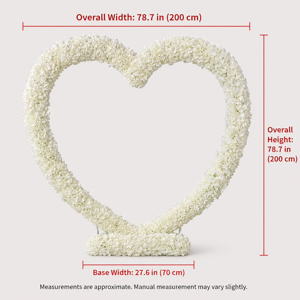 3-Piece White Hydrangea Heart Arch Set with Metal Frame, Freestanding Floral Backdrop Stand for Wedding, Bridal Shower, Proposal & Photo Booth Decor