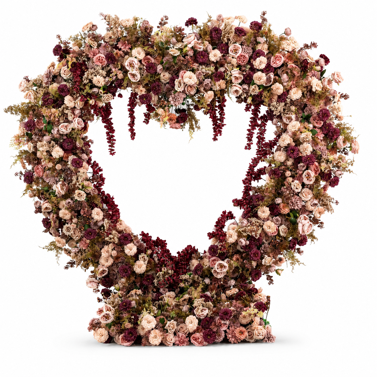 Blush Burgundy 7.2FT Heart Flower Arch with Metal Frame