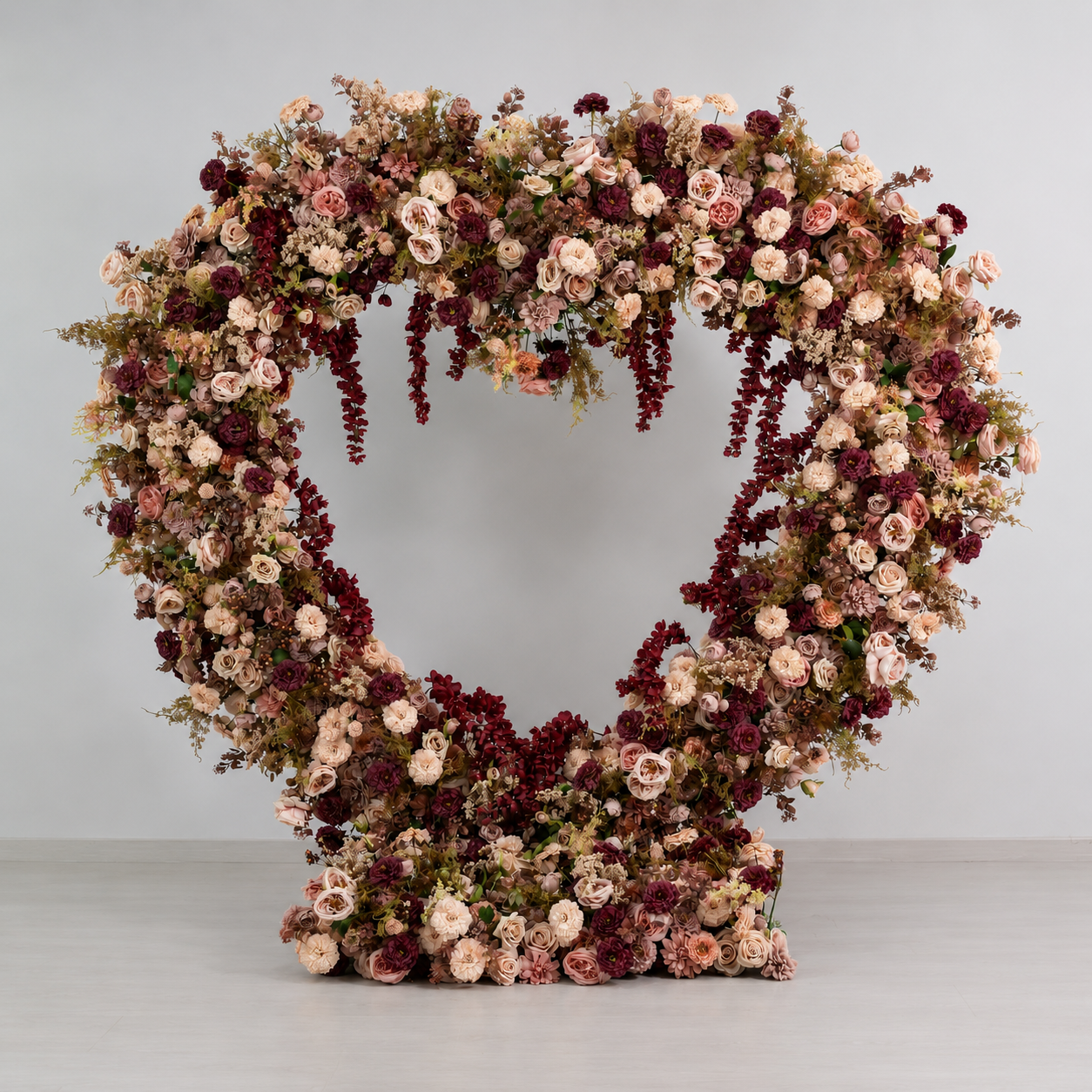 Blush Burgundy 7.2FT Heart Flower Arch with Metal Frame