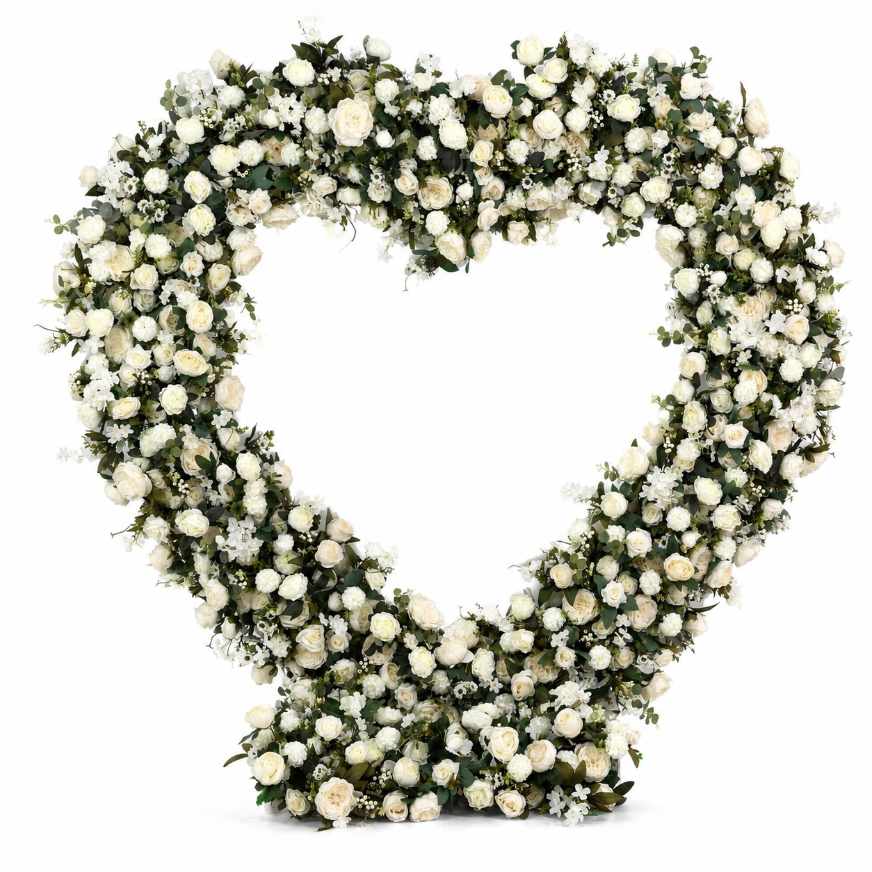  Ivory Cream 7.2FT Heart Flower Arch with Metal Frame