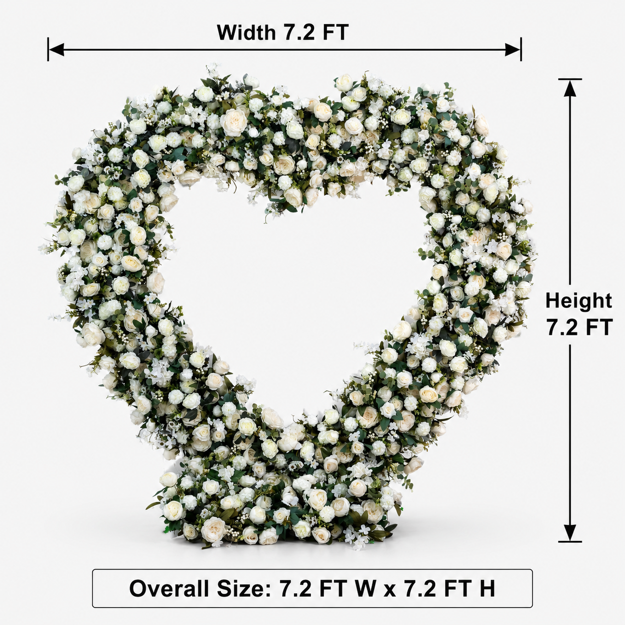  Ivory Cream 7.2FT Heart Flower Arch with Metal Frame
