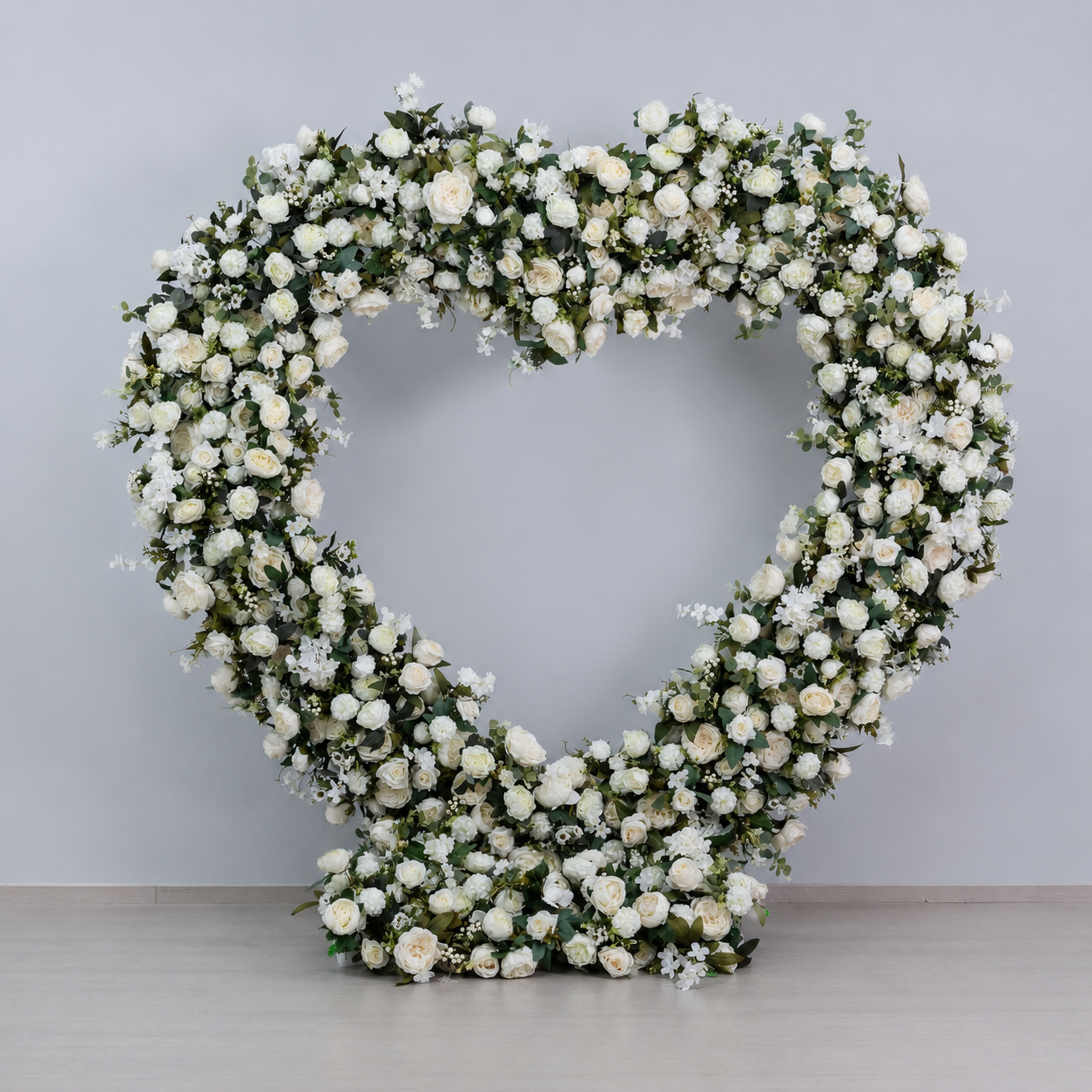  Ivory Cream 7.2FT Heart Flower Arch with Metal Frame