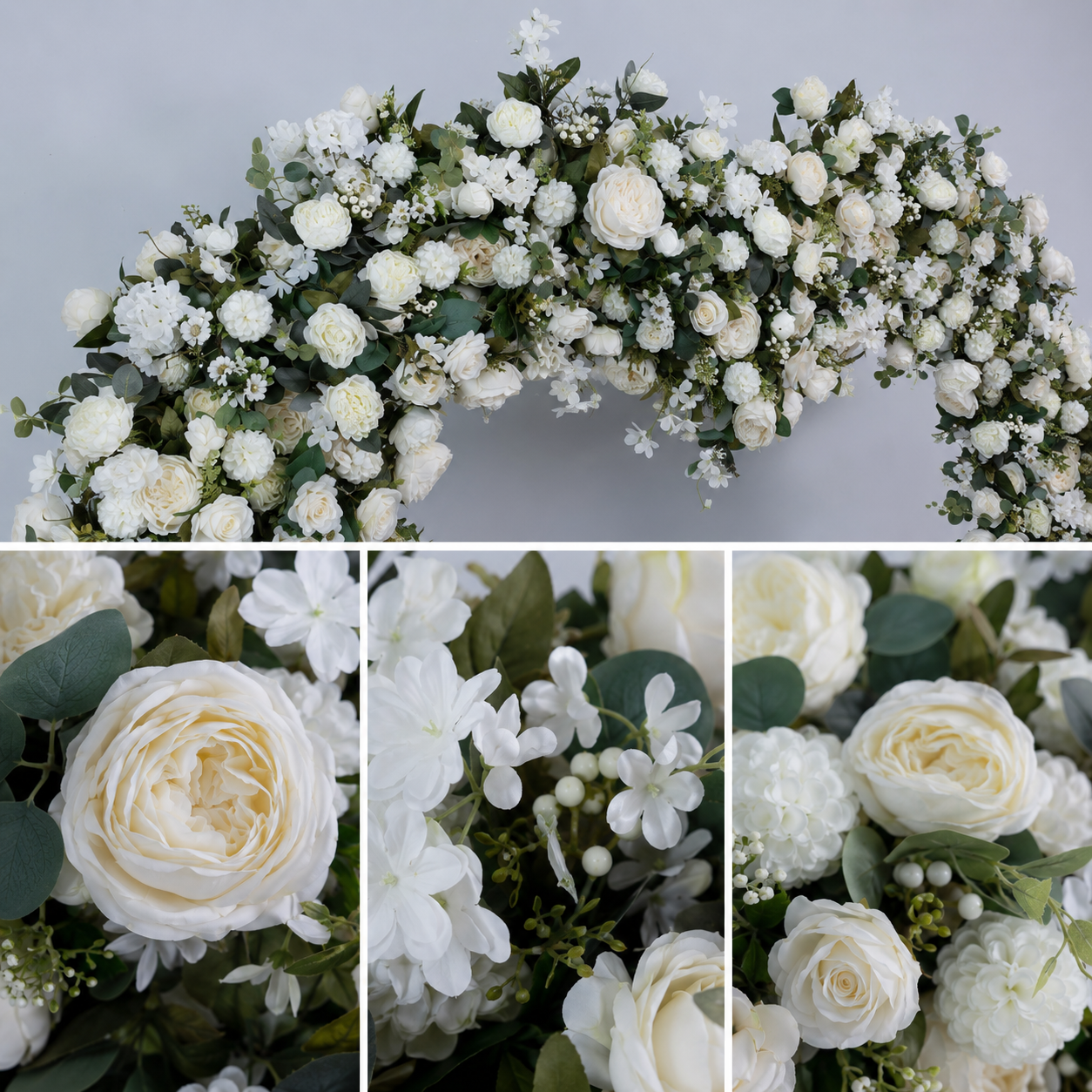  Ivory Cream 7.2FT Heart Flower Arch with Metal Frame