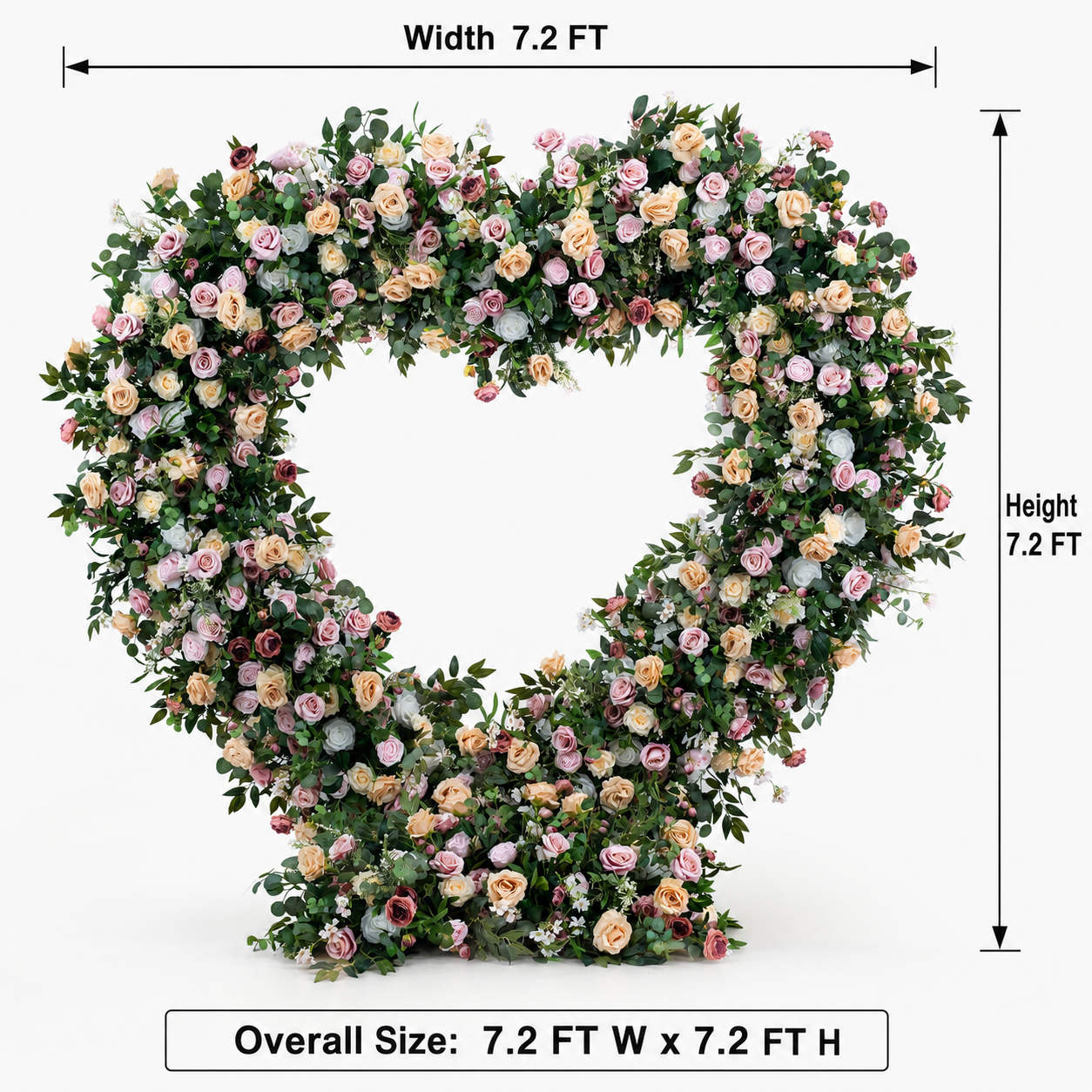 Blush Peach 7.2FT Heart Flower Arch with Metal Frame