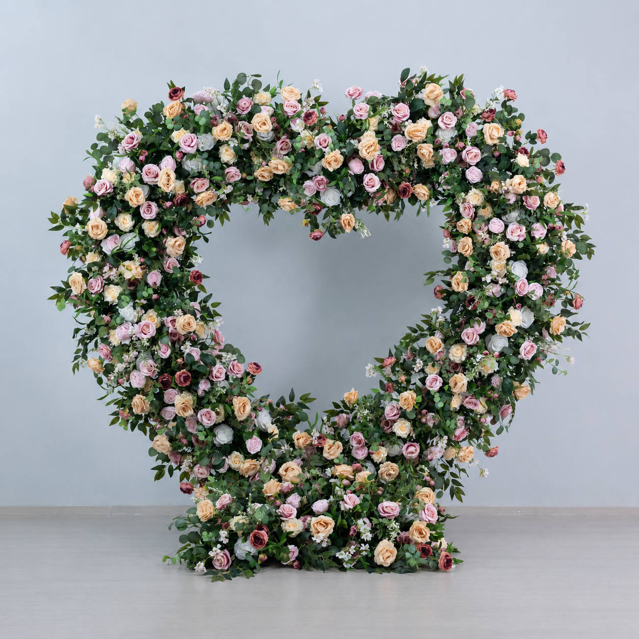 Blush Peach 7.2FT Heart Flower Arch with Metal Frame