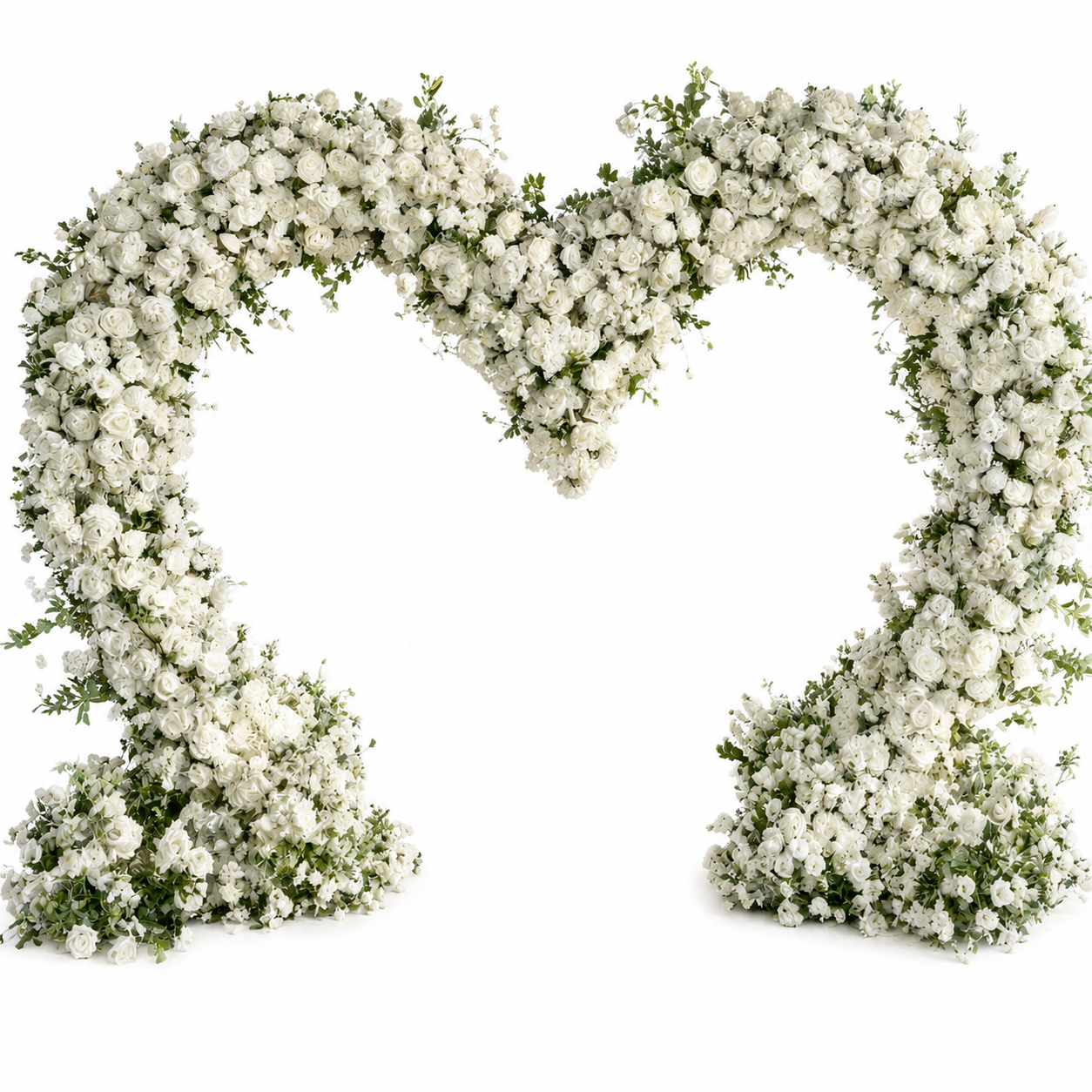 Heart Shaped Wedding Arch, 7.2FT H x 9.2FT W White Artificial Flower Arch with Metal Frame, Freestanding Faux Floral Backdrop Stand for Wedding Proposal Bridal Shower Engagement Party Decor