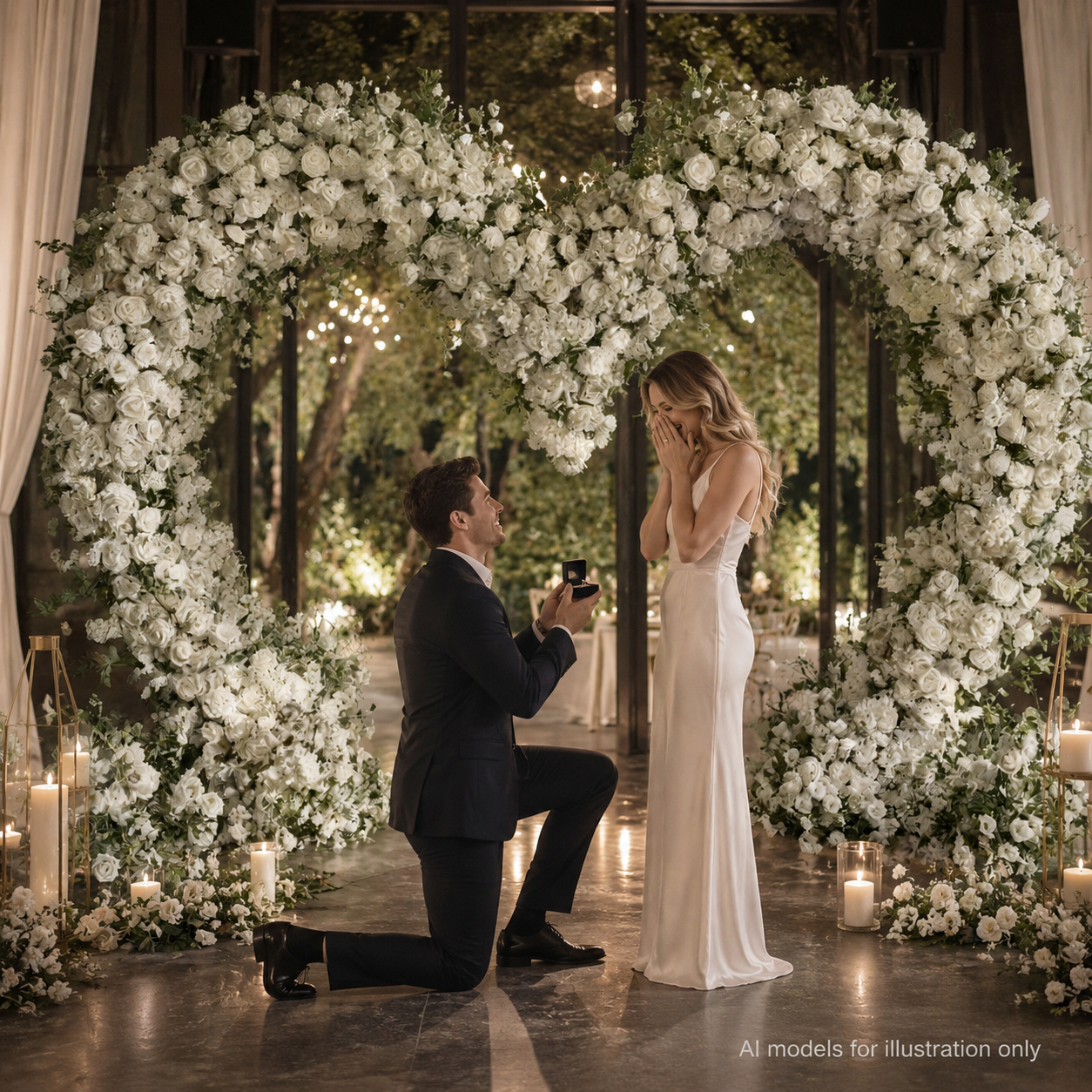 Heart Shaped Wedding Arch, 7.2FT H x 9.2FT W White Artificial Flower Arch with Metal Frame, Freestanding Faux Floral Backdrop Stand for Wedding Proposal Bridal Shower Engagement Party Decor