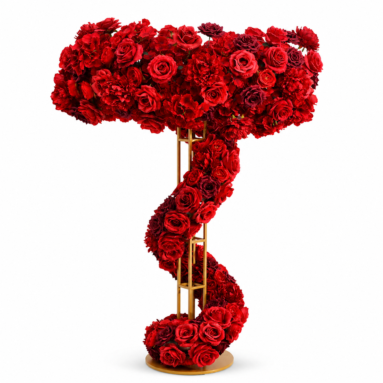 Deep Red Spiral Faux Floral Centerpiece for 4 ft Stand, No Stand