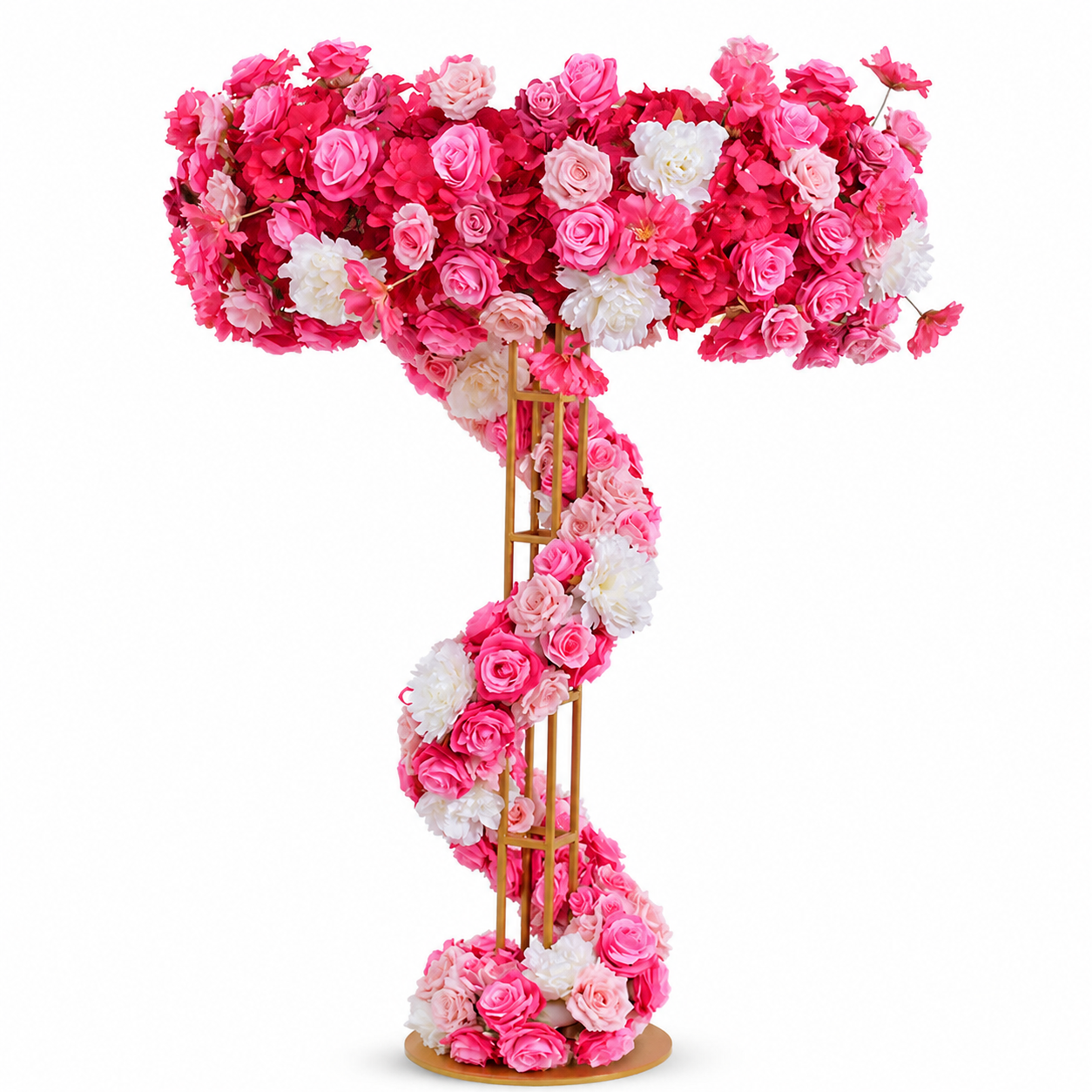 Pink White Spiral Faux Floral Centerpiece for 4 ft Stand, No Stand