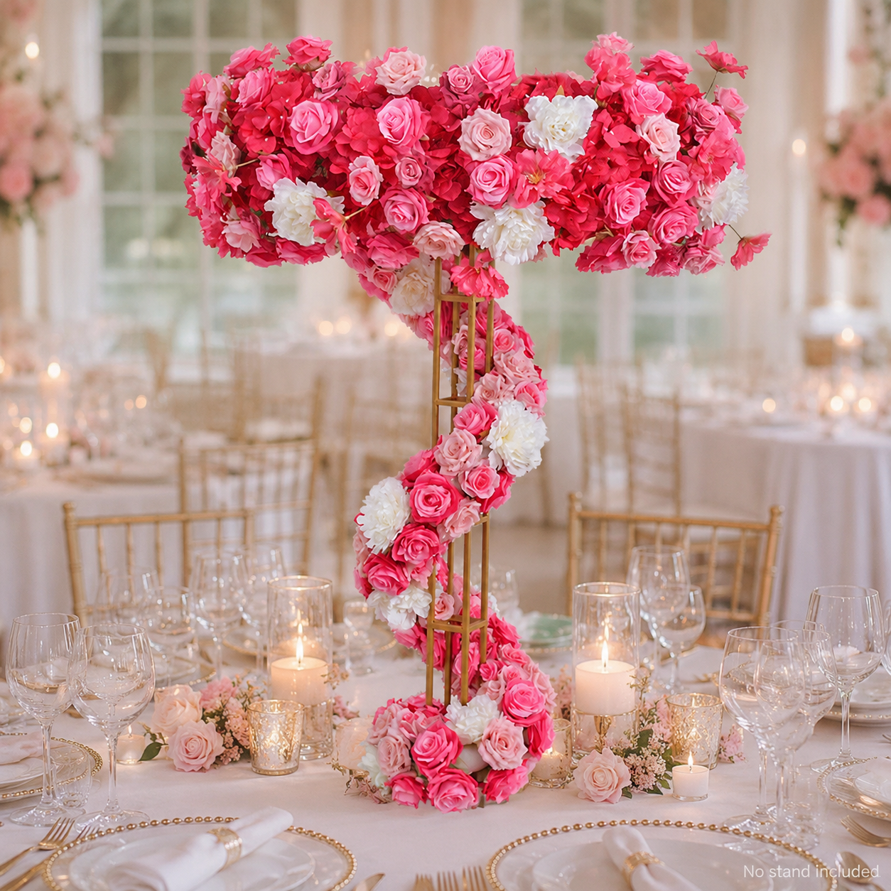 Pink White Spiral Faux Floral Centerpiece for 4 ft Stand, No Stand