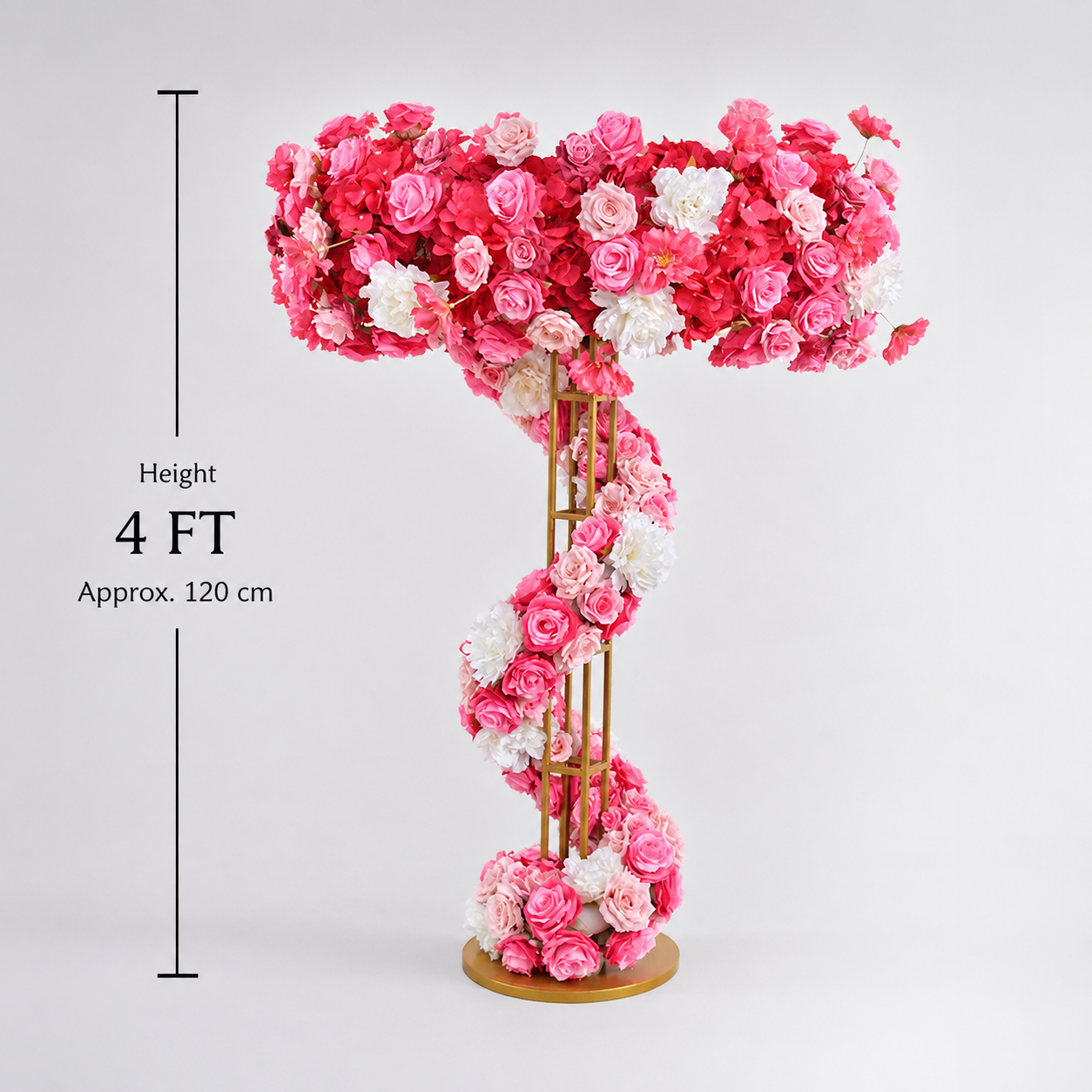 Pink White Spiral Faux Floral Centerpiece for 4 ft Stand, No Stand