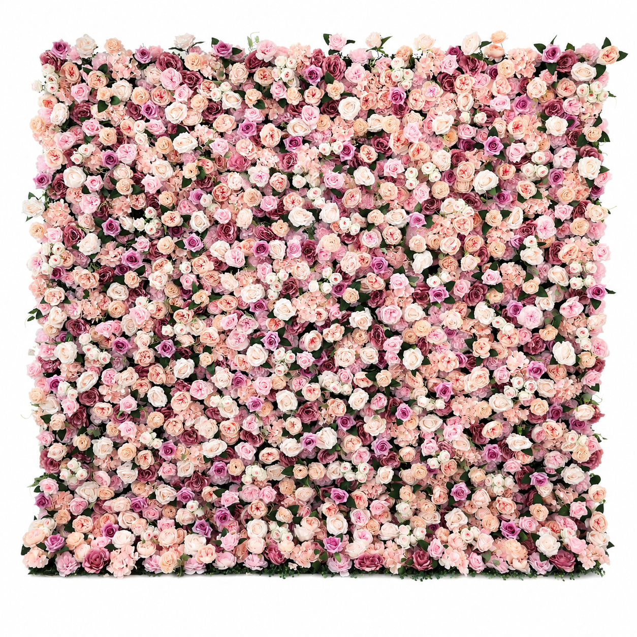 Artificial Pink Rose Flower Wall Backdrop with Greenery, Foldable Faux Floral Panels for Wedding Baby Shower Bridal Shower Birthday Party Photo Booth Decor, Stand Not Included, 10 x 10 ft