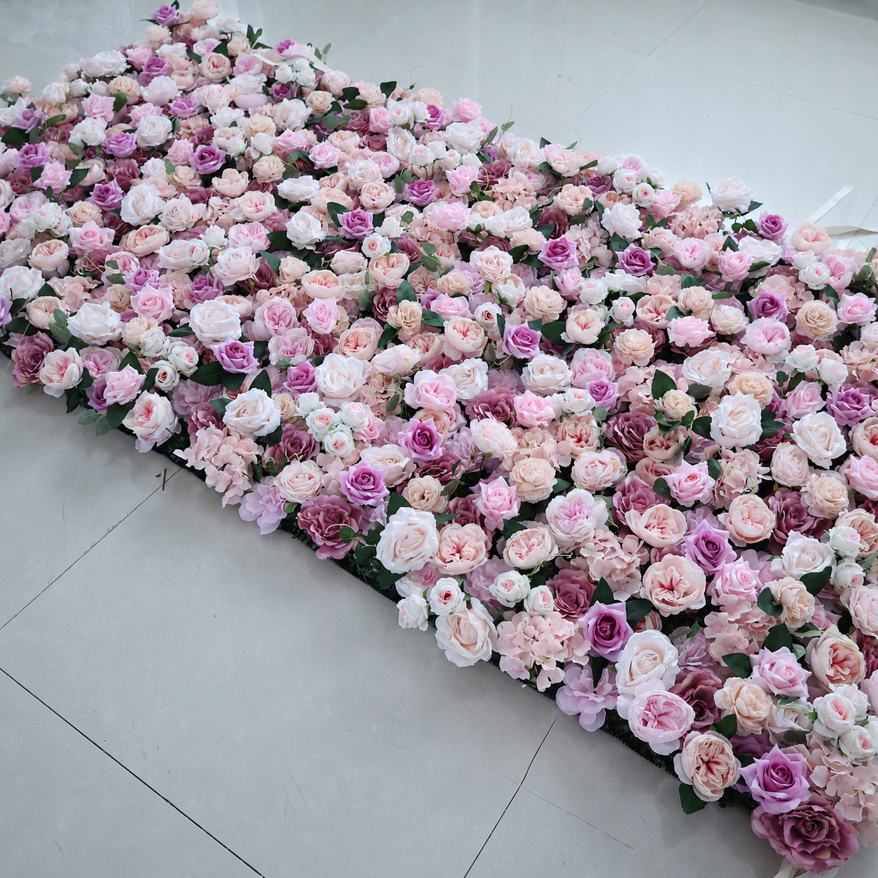 Artificial Pink Rose Flower Wall Backdrop with Greenery, Foldable Faux Floral Panels for Wedding Baby Shower Bridal Shower Birthday Party Photo Booth Decor, Stand Not Included, 10 x 10 ft