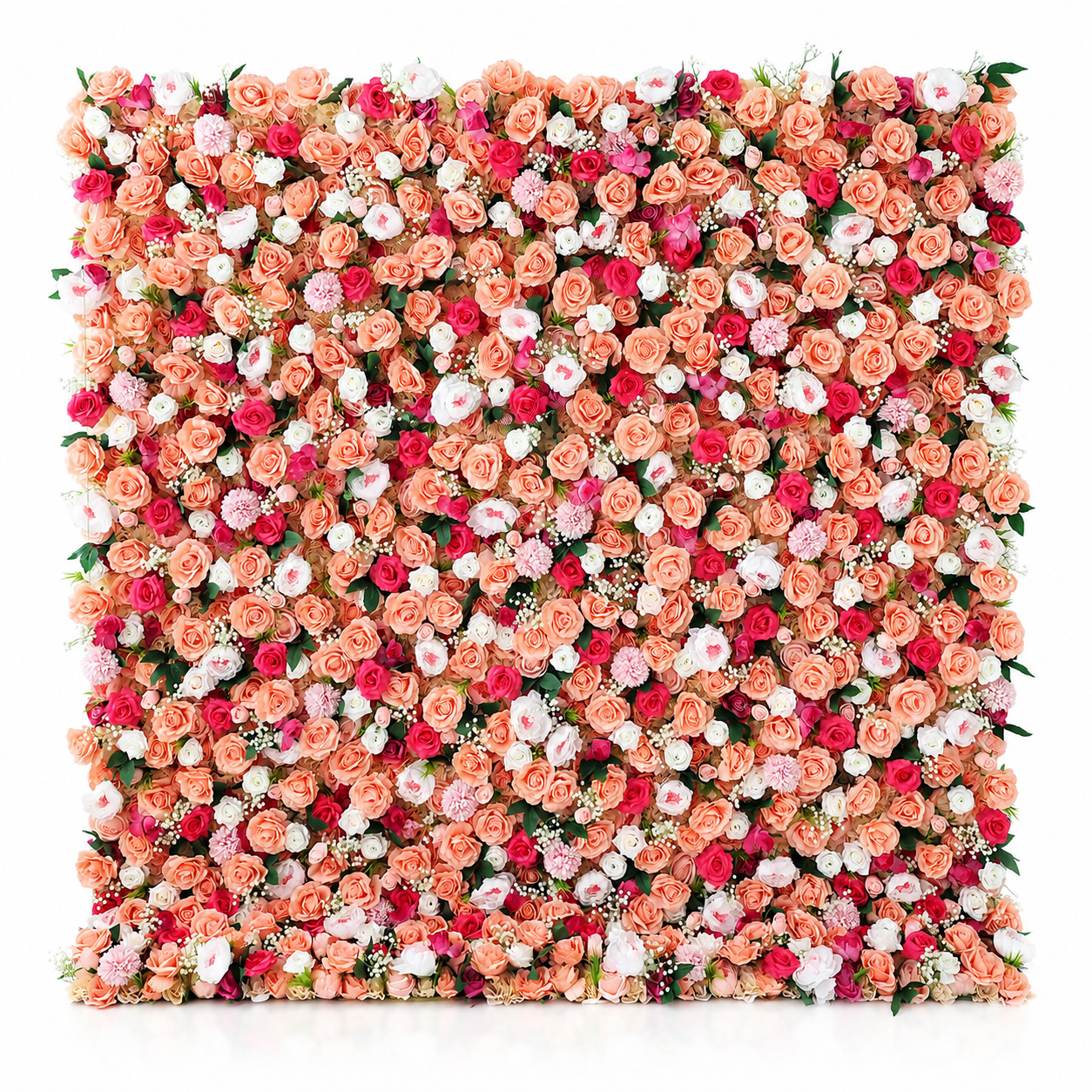 Coral Peach Rose Flower Wall Backdrop, Foldable Panels, No Stand, 4x8 ft