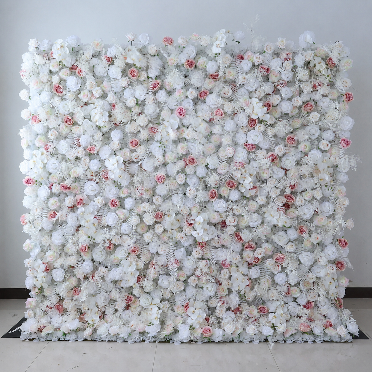 BrandName 4x8ft 8X8ft 10x10ft White Blush Artificial Flower Wall Backdrop No Stand