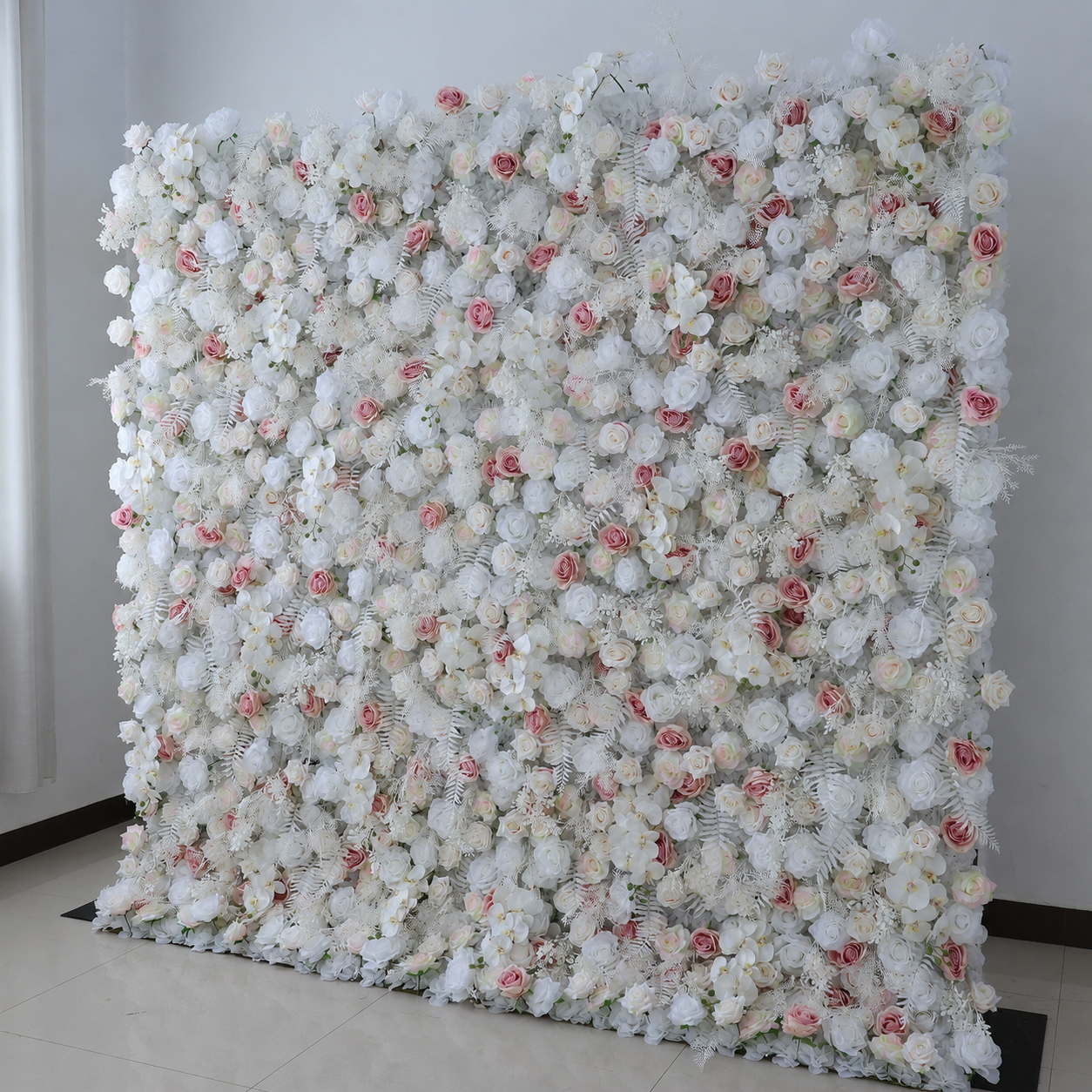 BrandName 4x8ft 8X8ft 10x10ft White Blush Artificial Flower Wall Backdrop No Stand