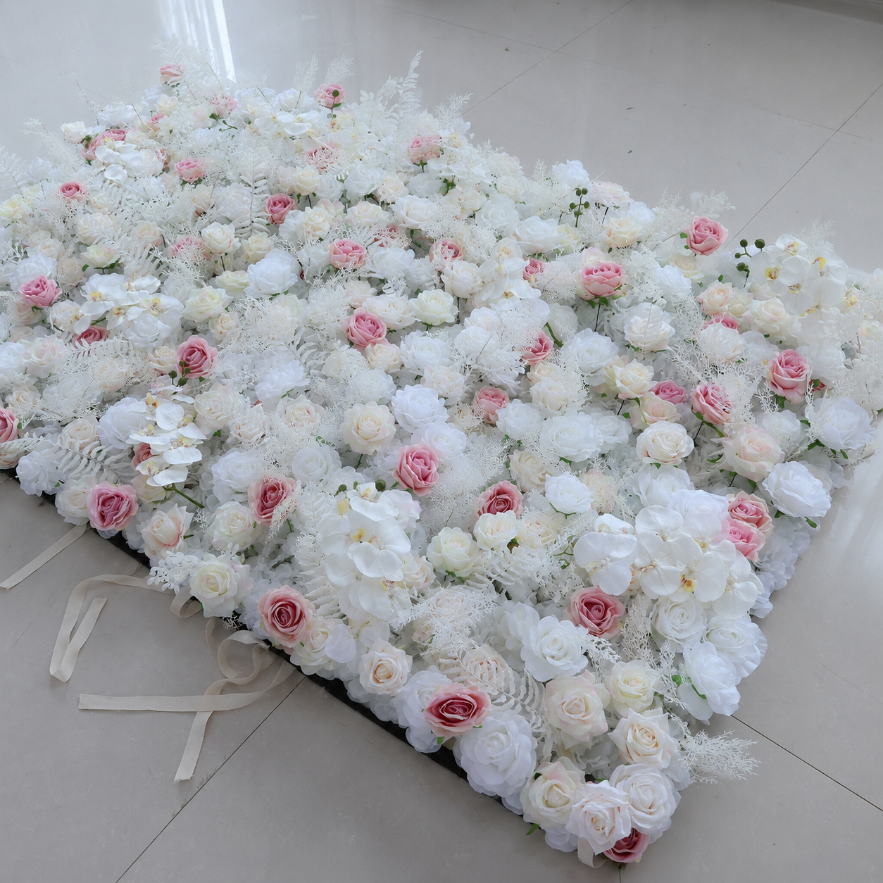 BrandName 4x8ft 8X8ft 10x10ft White Blush Artificial Flower Wall Backdrop No Stand