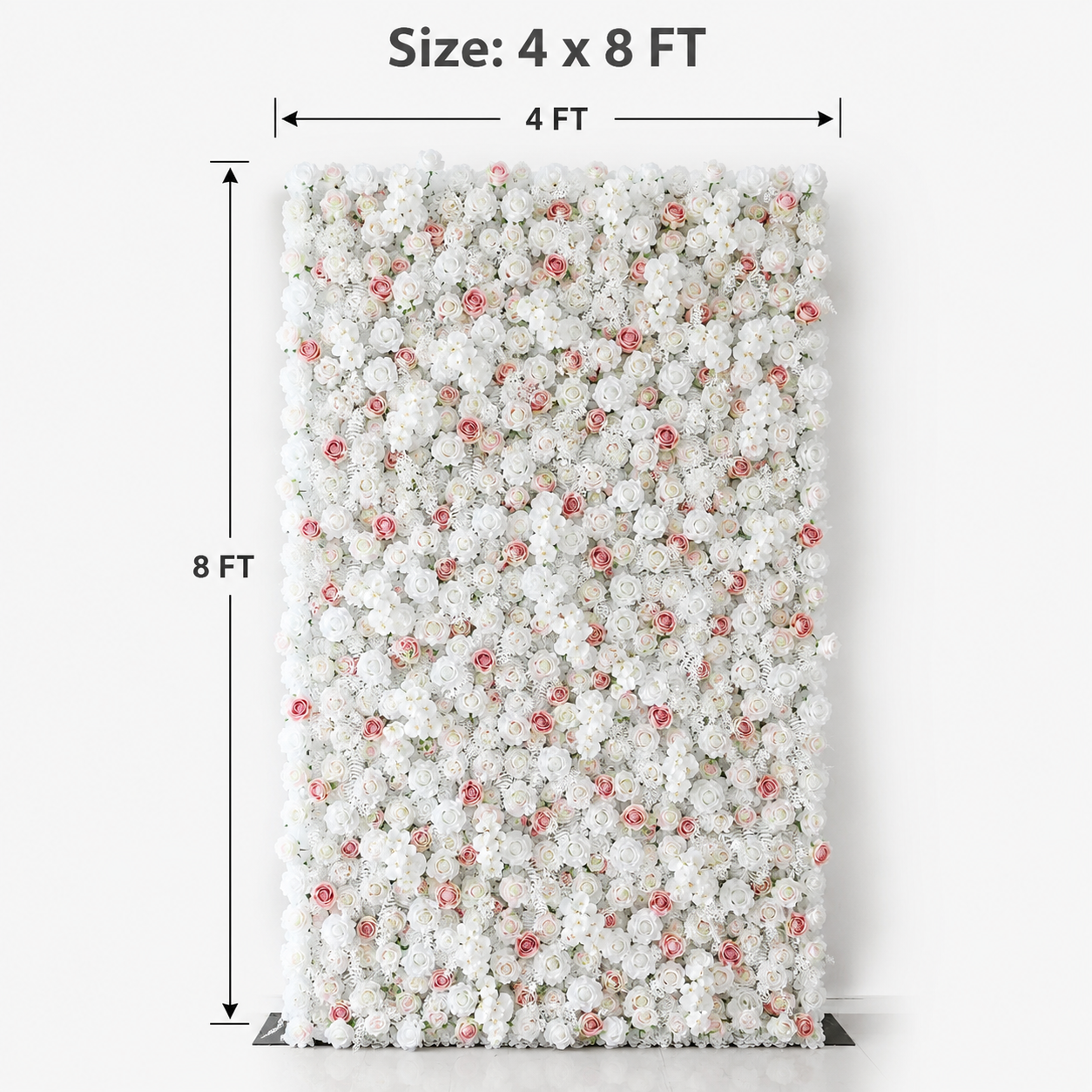 BrandName 4x8ft 8X8ft 10x10ft White Blush Artificial Flower Wall Backdrop No Stand