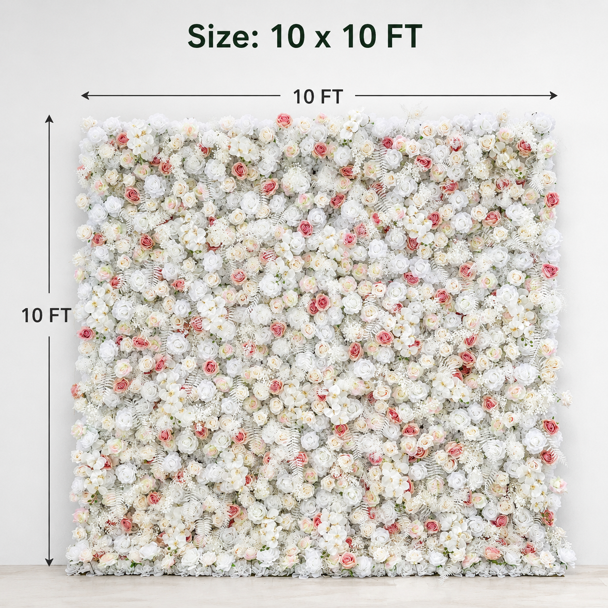 BrandName 4x8ft 8X8ft 10x10ft White Blush Artificial Flower Wall Backdrop No Stand