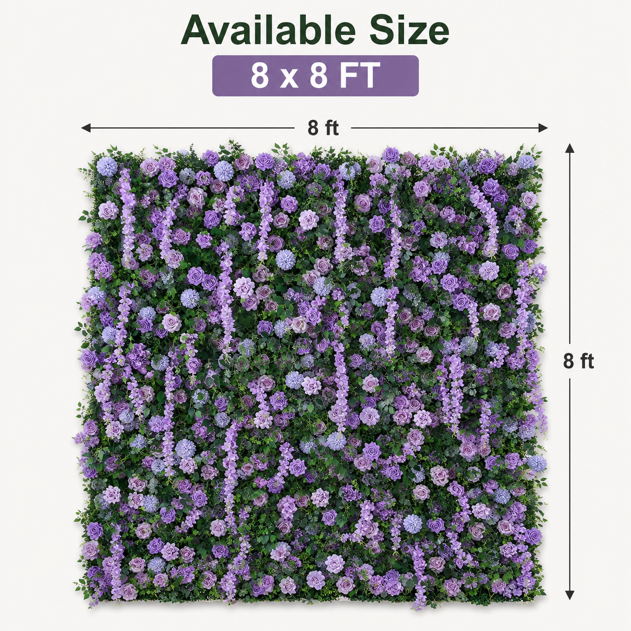 BrandName 4x8ft 8x8ft 10x10ft Lavender Pink Artificial Flower Wall Backdrop No Stand