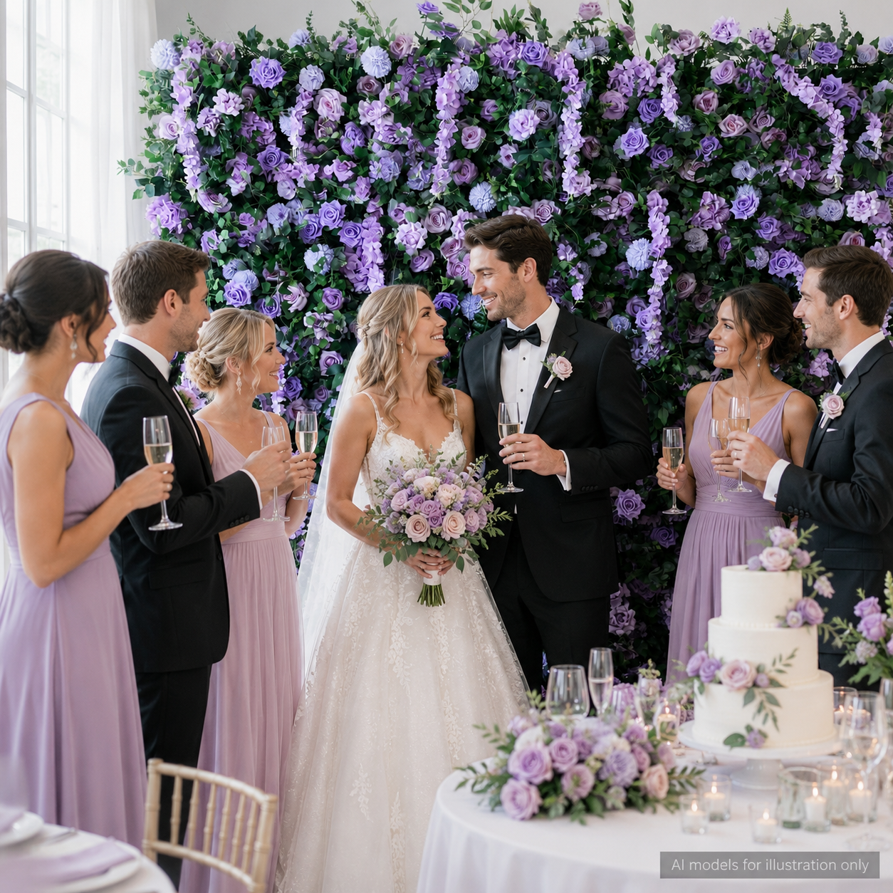 BrandName 4x8ft 8x8ft 10x10ft Lavender Pink Artificial Flower Wall Backdrop No Stand