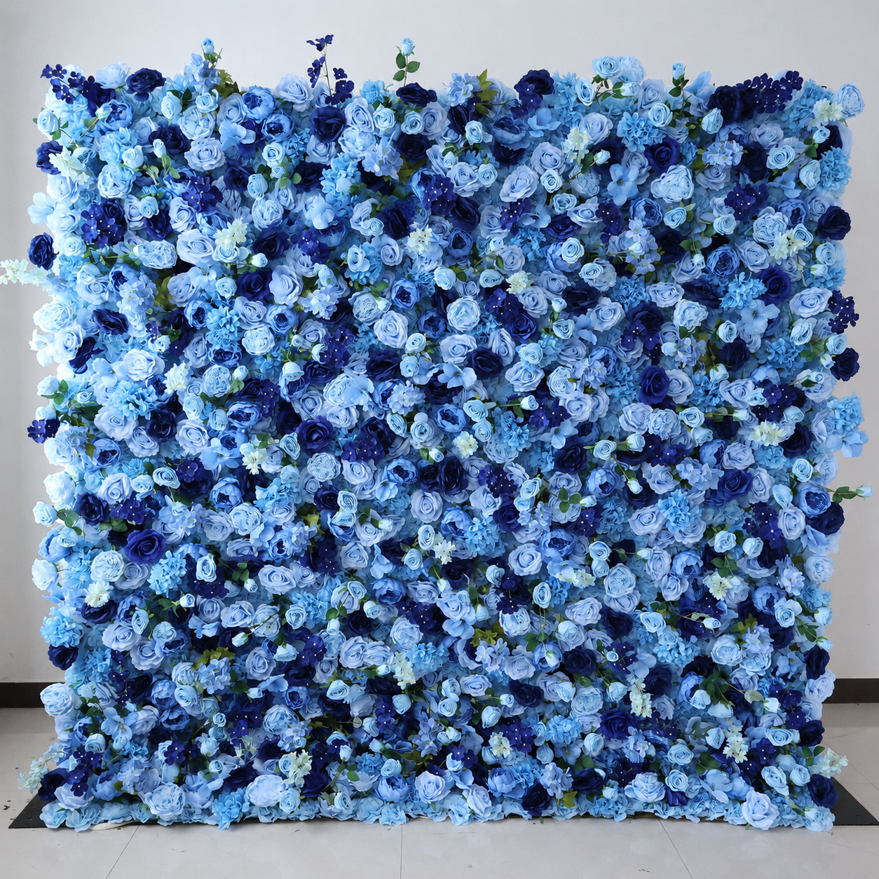 BrandName 4x8ft 8x8ft 10x10ft Light Blue Navy Artificial Flower Wall Backdrop No Stand