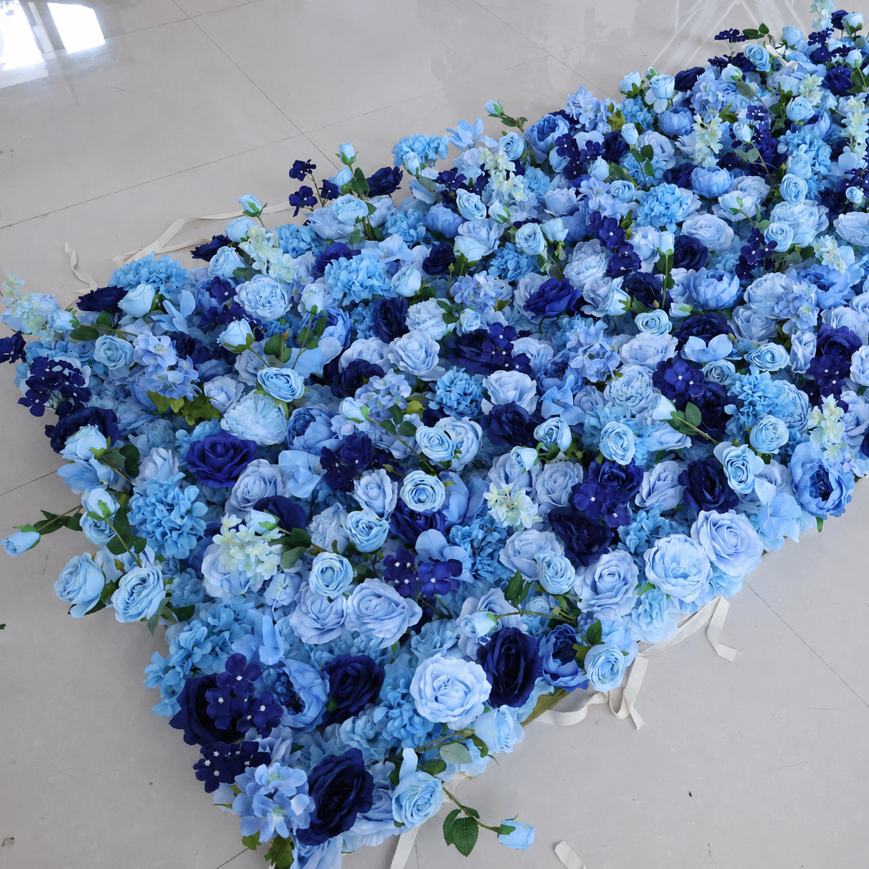 BrandName 4x8ft 8x8ft 10x10ft Light Blue Navy Artificial Flower Wall Backdrop No Stand