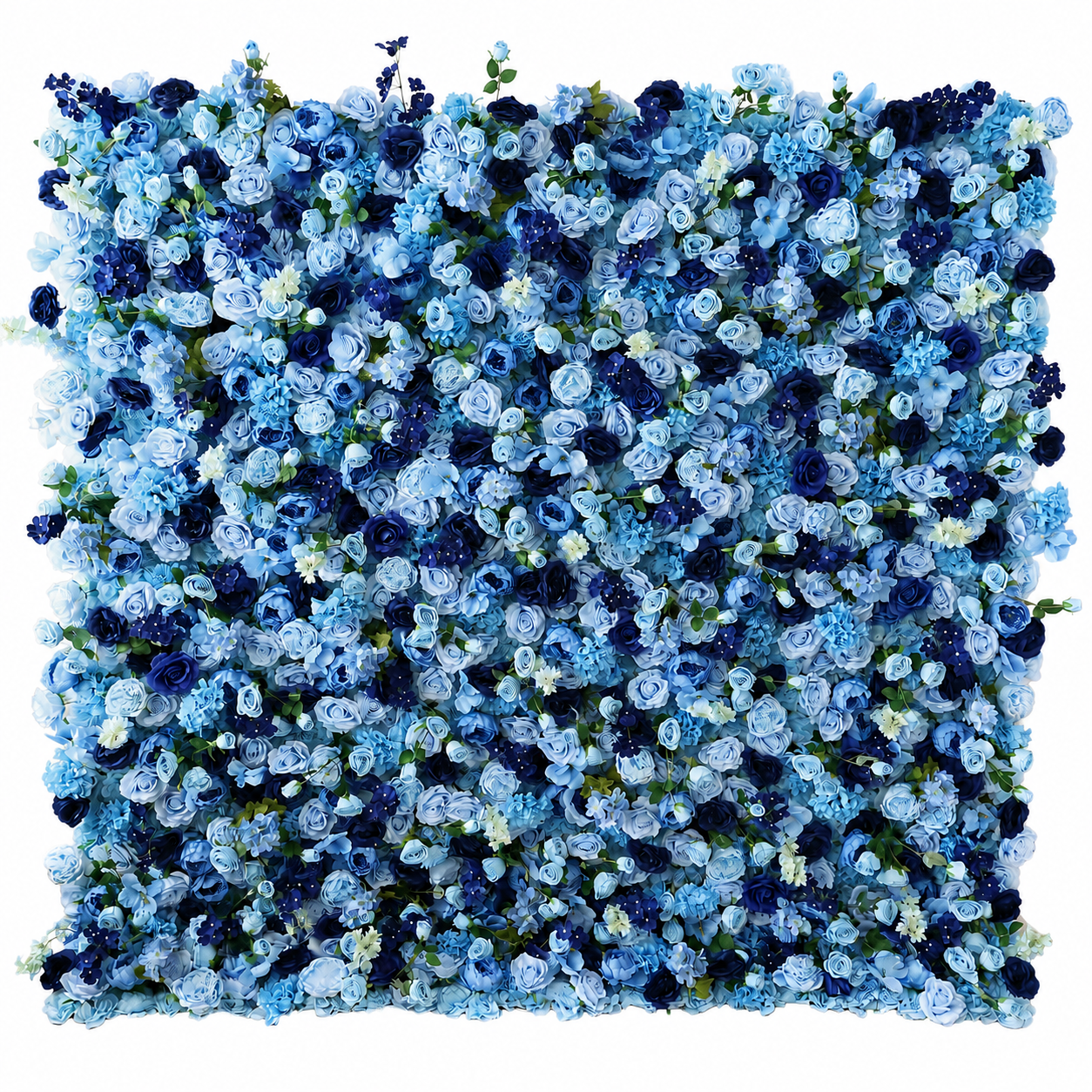 BrandName 4x8ft 8x8ft 10x10ft Light Blue Navy Artificial Flower Wall Backdrop No Stand