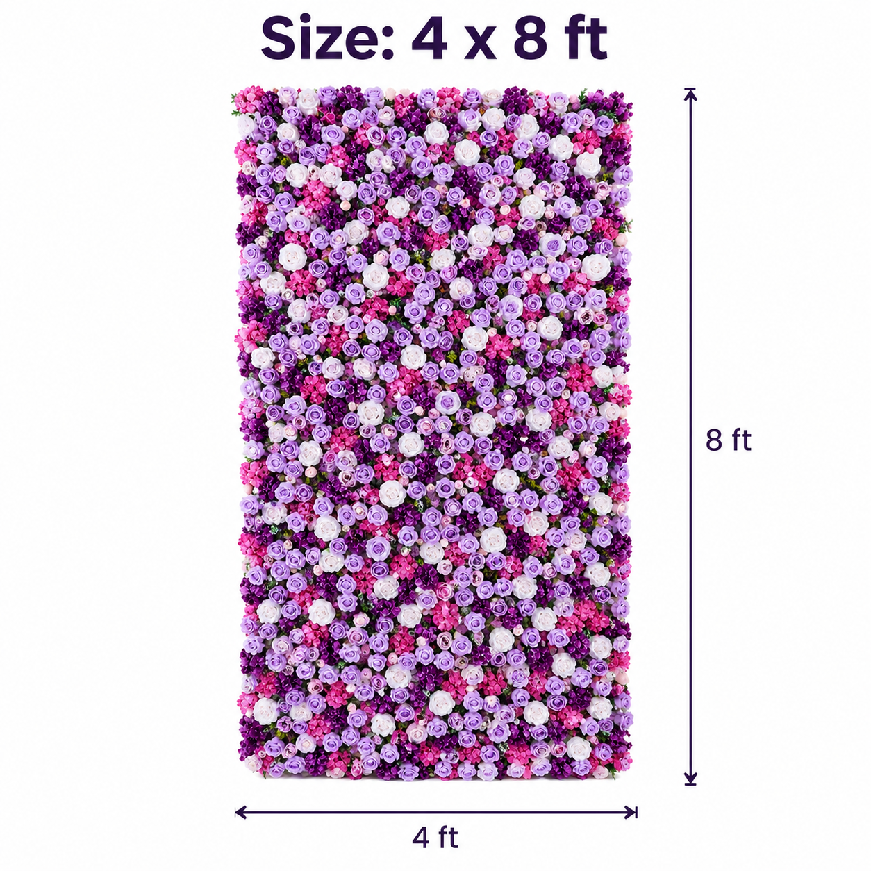  BrandName 4x8ft 8x8ft 10x10ft Lavender Pink Artificial Flower Wall Backdrop No Stand