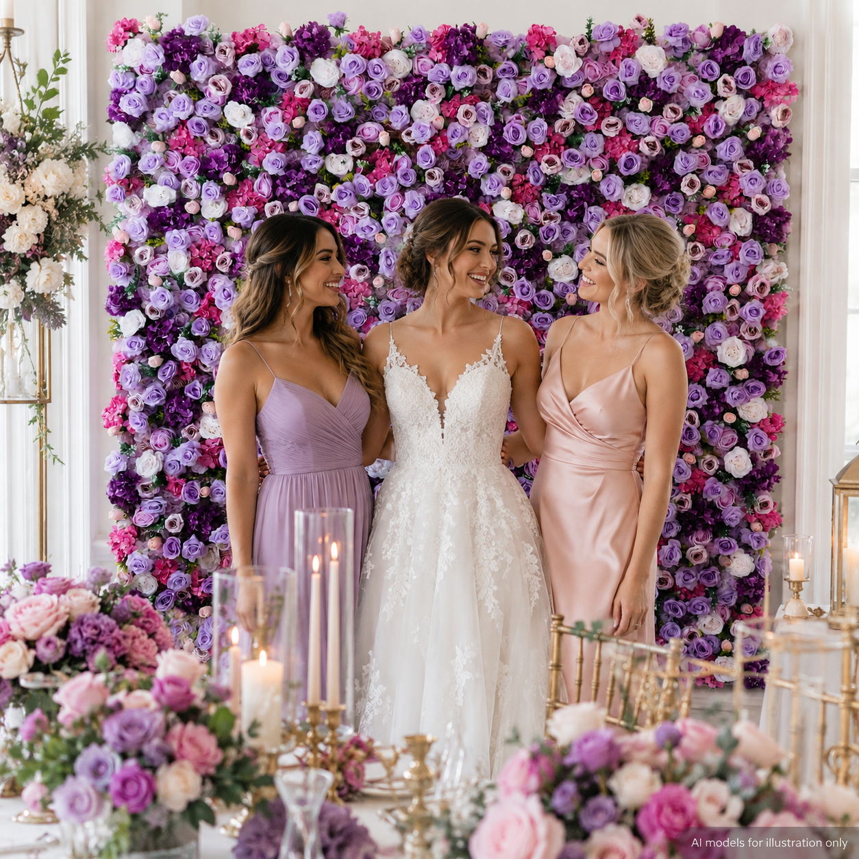  BrandName 4x8ft 8x8ft 10x10ft Lavender Pink Artificial Flower Wall Backdrop No Stand