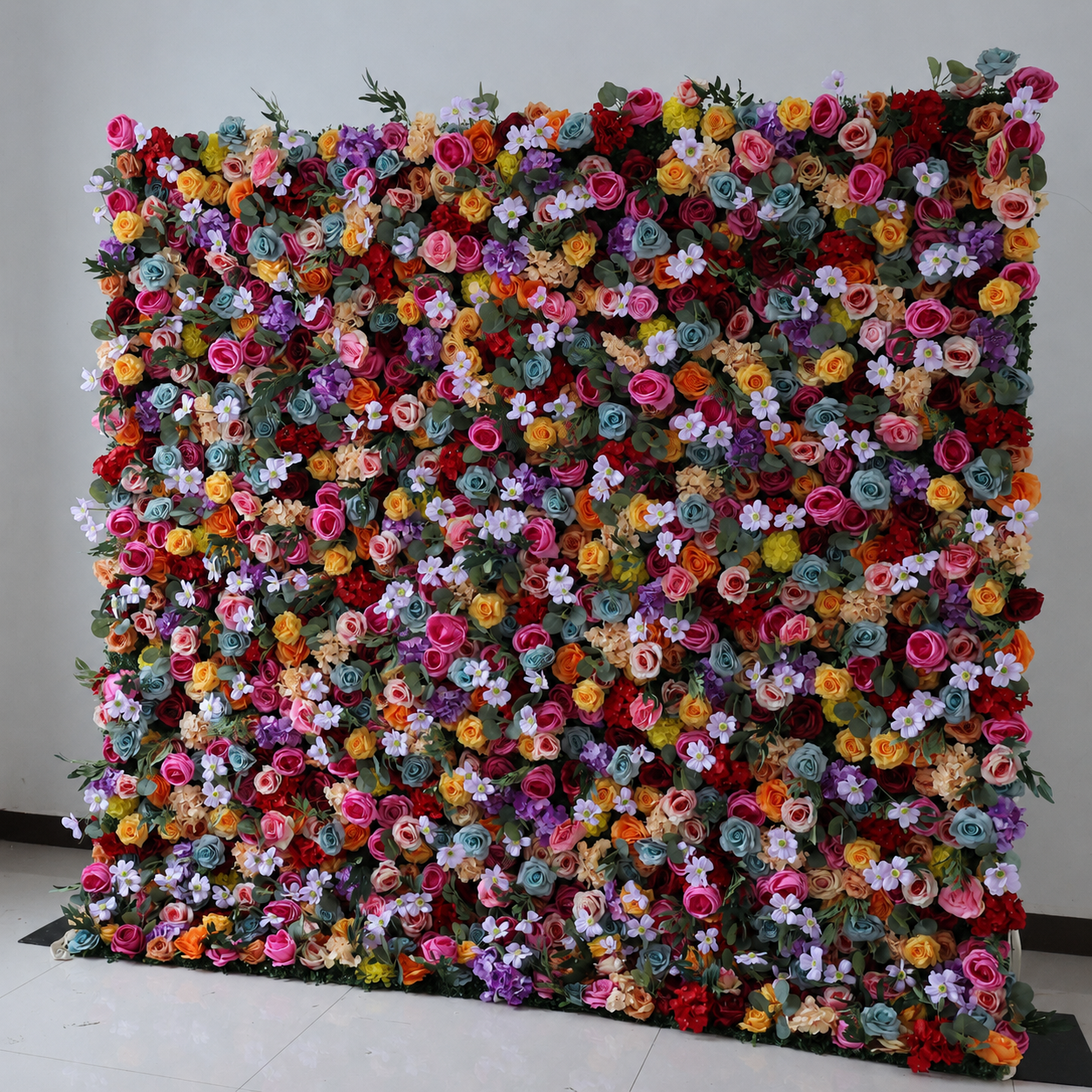 4x8ft 8x8ft 10x10ft Rainbow Multicolor Faux Flower Wall Backdrop No Stand