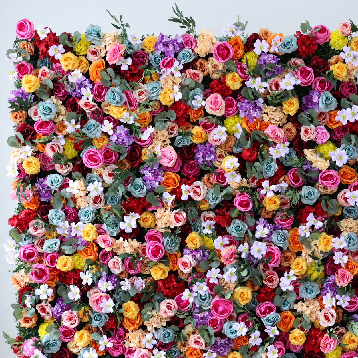 4x8ft 8x8ft 10x10ft Rainbow Multicolor Faux Flower Wall Backdrop No Stand