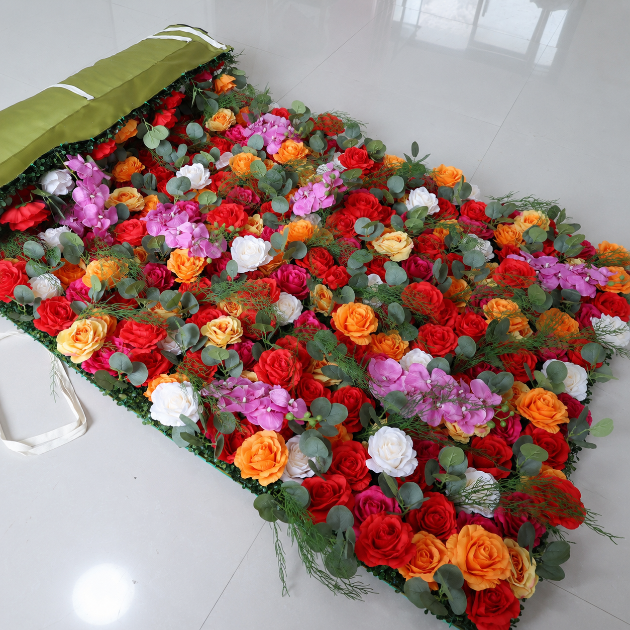 4x8ft 8x8ft 10x10ft  Red Orange Pink Faux Flower Wall Backdrop No Stand
