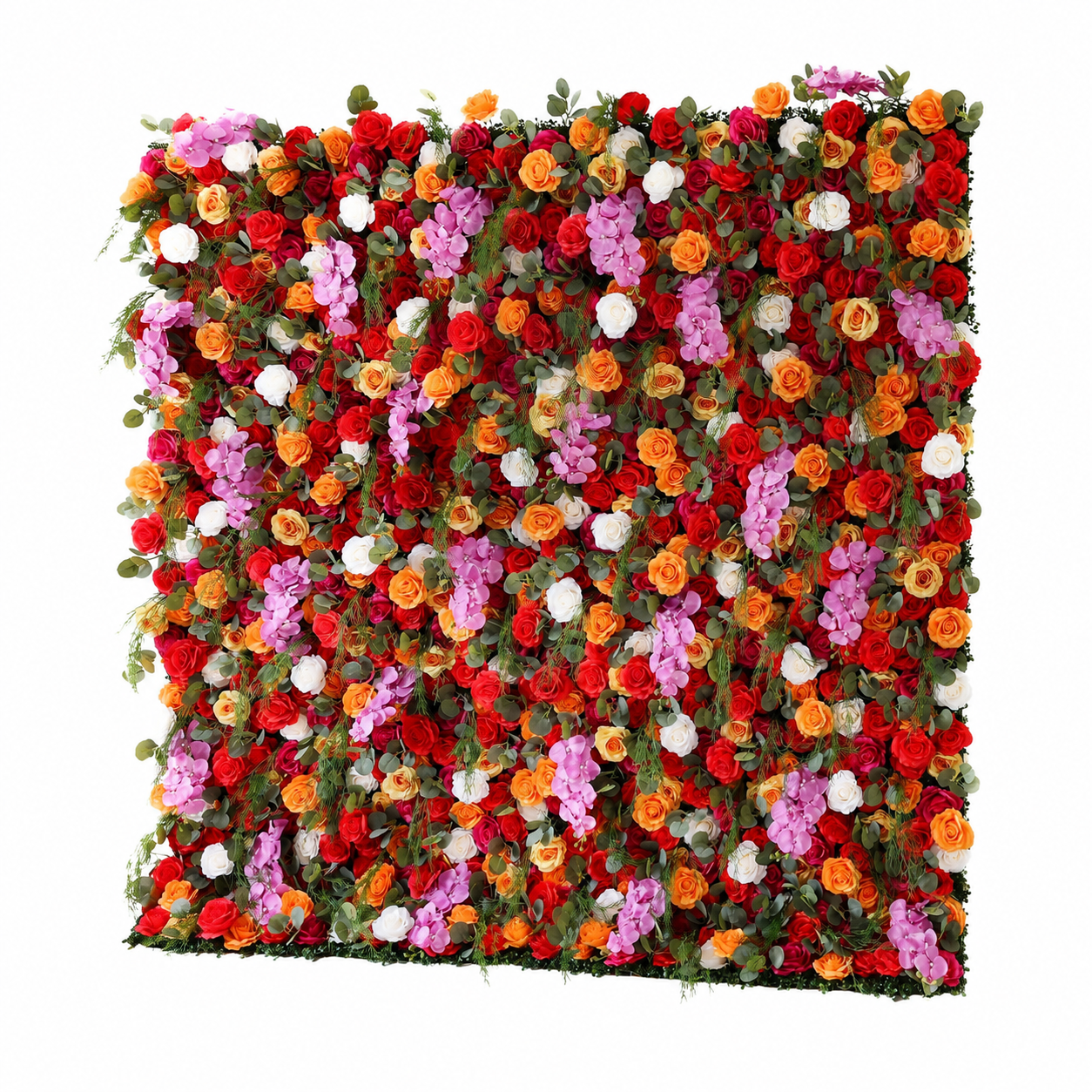 4x8ft 8x8ft 10x10ft  Red Orange Pink Faux Flower Wall Backdrop No Stand
