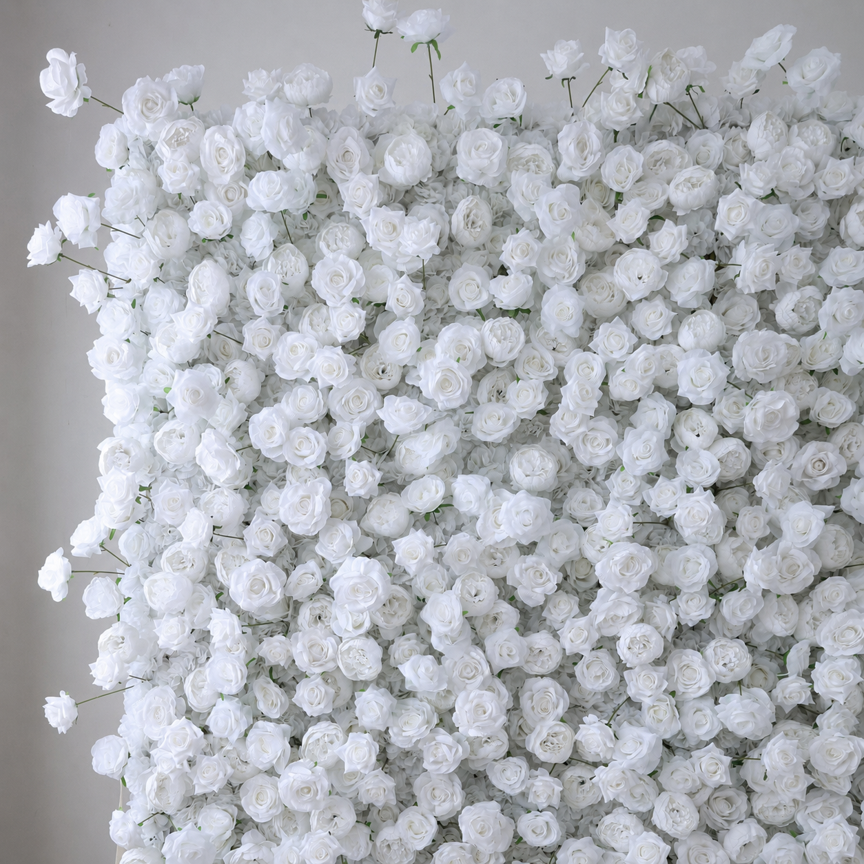 4x8ft 8x8ft 10x10ft white faux floral backdrop for weddings and photos; flower wall only, stand and frame not included.