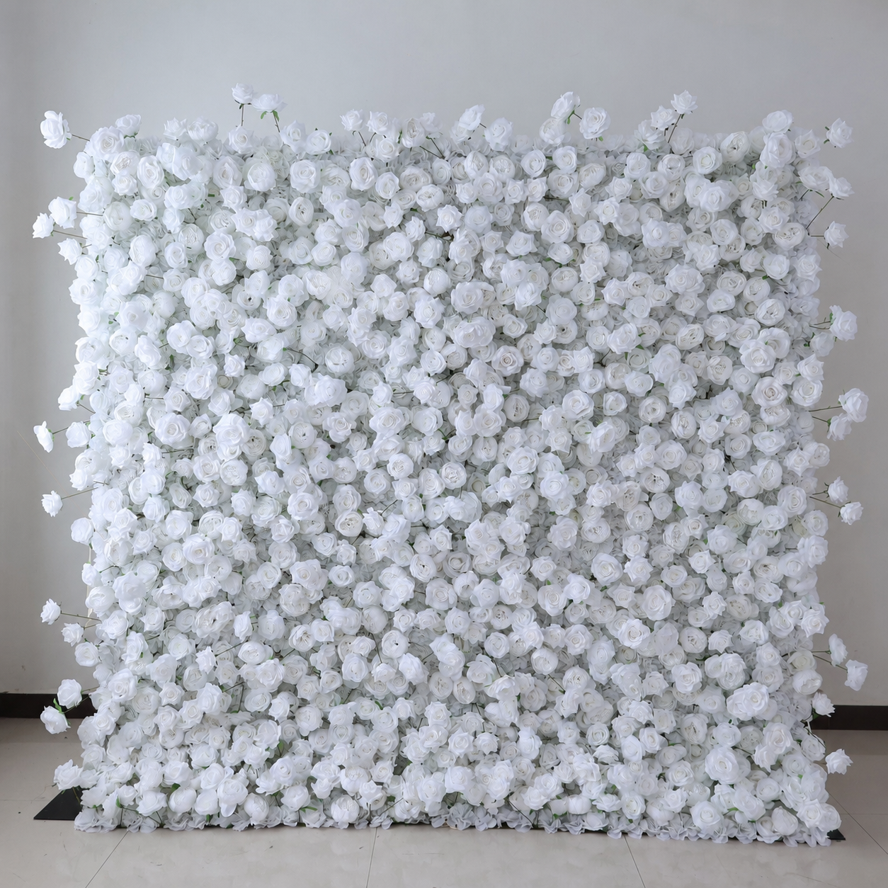 4x8ft 8x8ft 10x10ft white faux floral backdrop for weddings and photos; flower wall only, stand and frame not included.