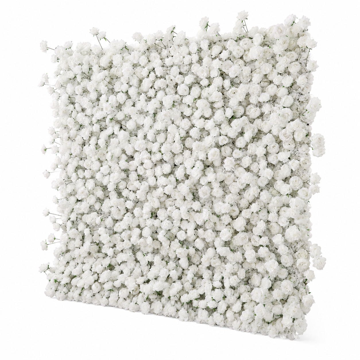4x8ft 8x8ft 10x10ft white faux floral backdrop for weddings and photos; flower wall only, stand and frame not included.