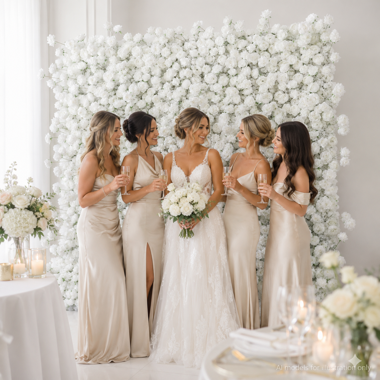 4x8ft 8x8ft 10x10ft white faux floral backdrop for weddings and photos; flower wall only, stand and frame not included.