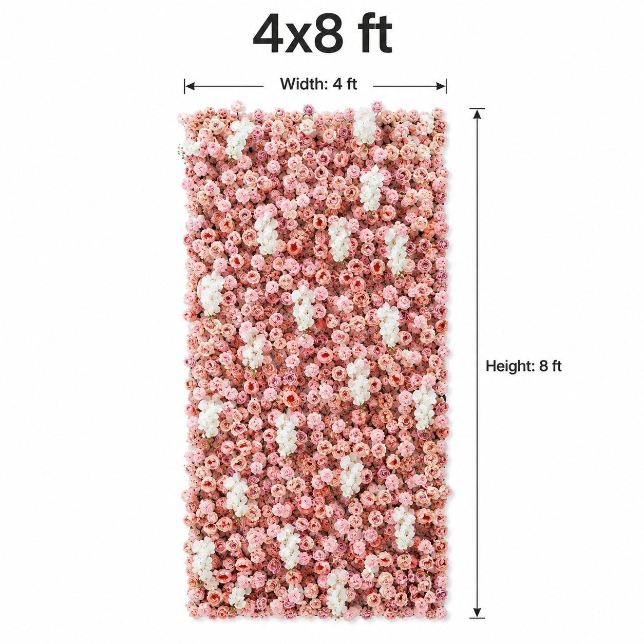 Pink Artificial Flower Wall Backdrop for Weddings and Events 4x8ft 8x8ft 10x10ft 