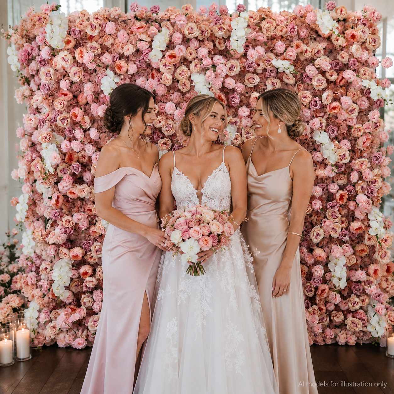 Pink Artificial Flower Wall Backdrop for Weddings and Events 4x8ft 8x8ft 10x10ft 