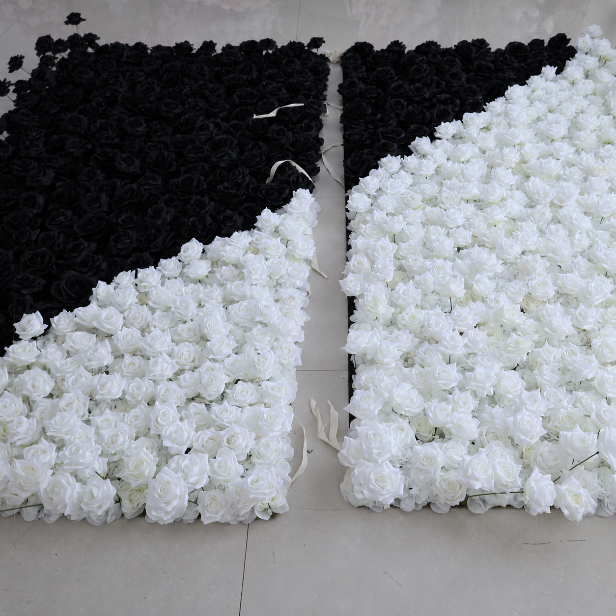 Black and White Artificial Rose Flower Wall Backdrop 4x8ft 8x8ft 10x10ft