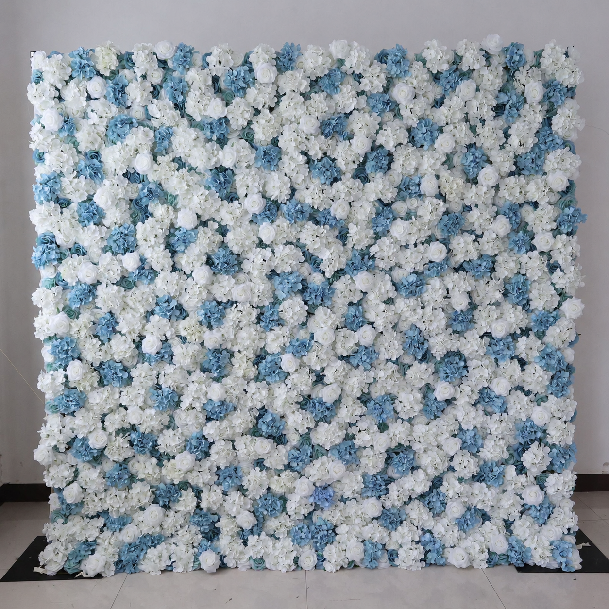 Dusty Blue and White Artificial Flower Wall Backdrop, 4 x 8 ft 8x8ft 10x10ft